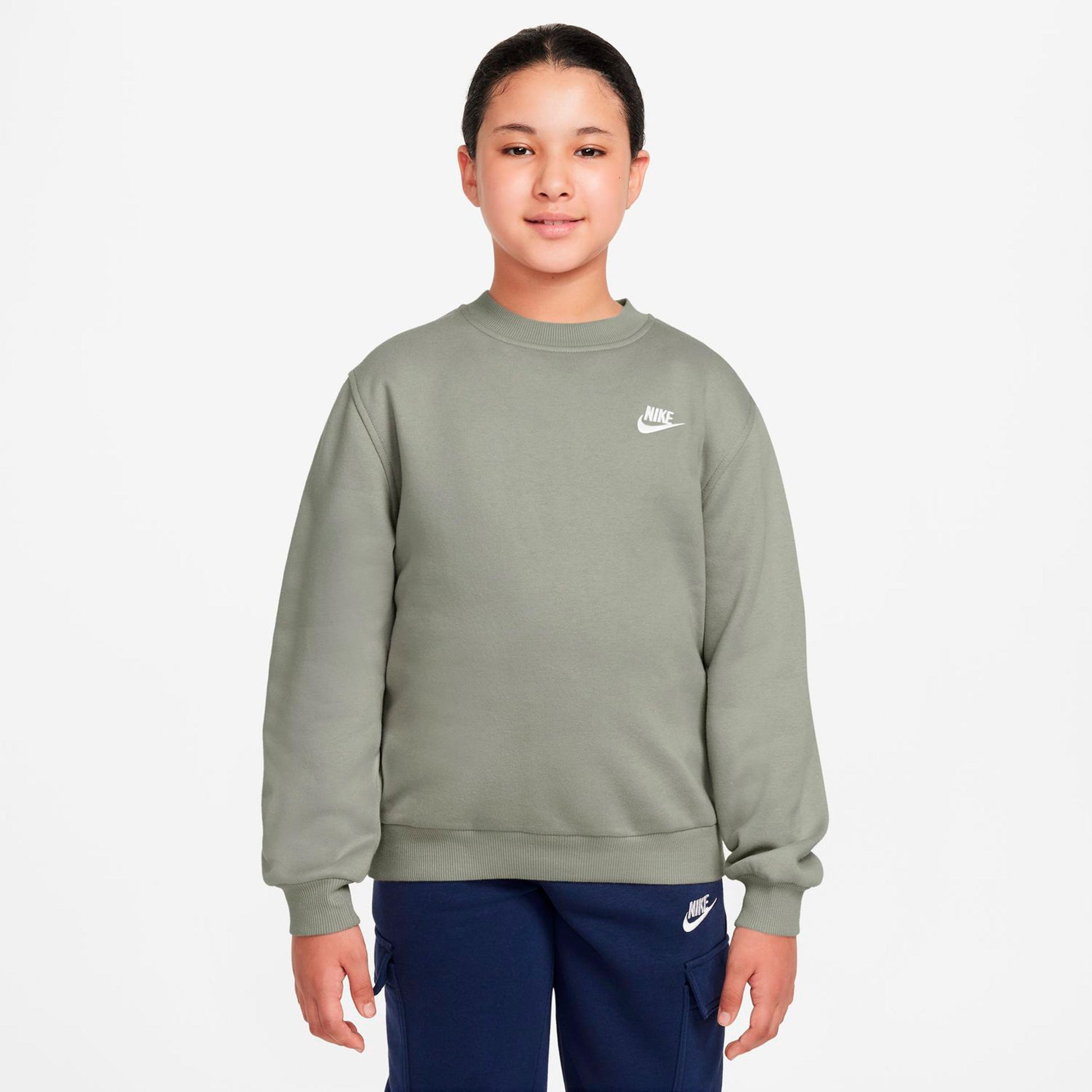Nike Club Fleece Sweatshirt Kinderen - grijsgroen