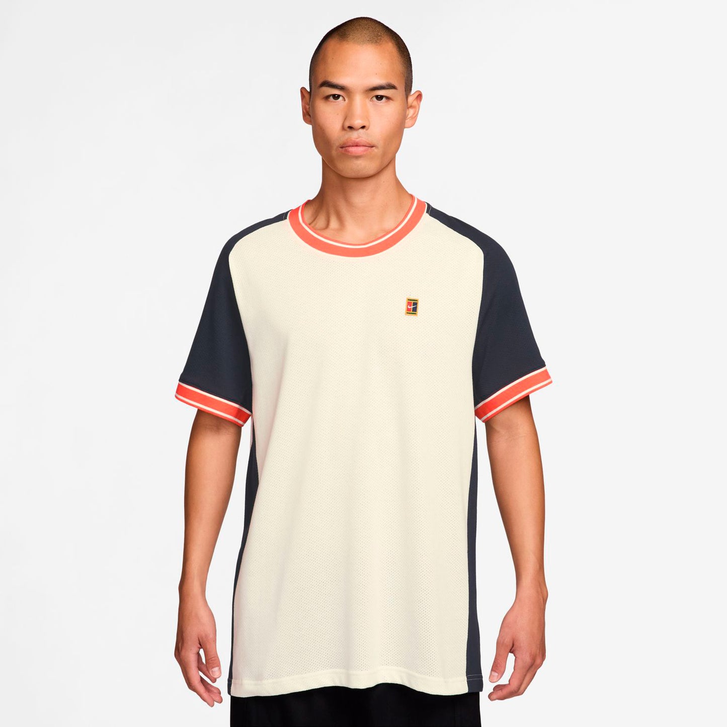 Nike Court Heritage T-shirt Heren-crème, donkerblauw