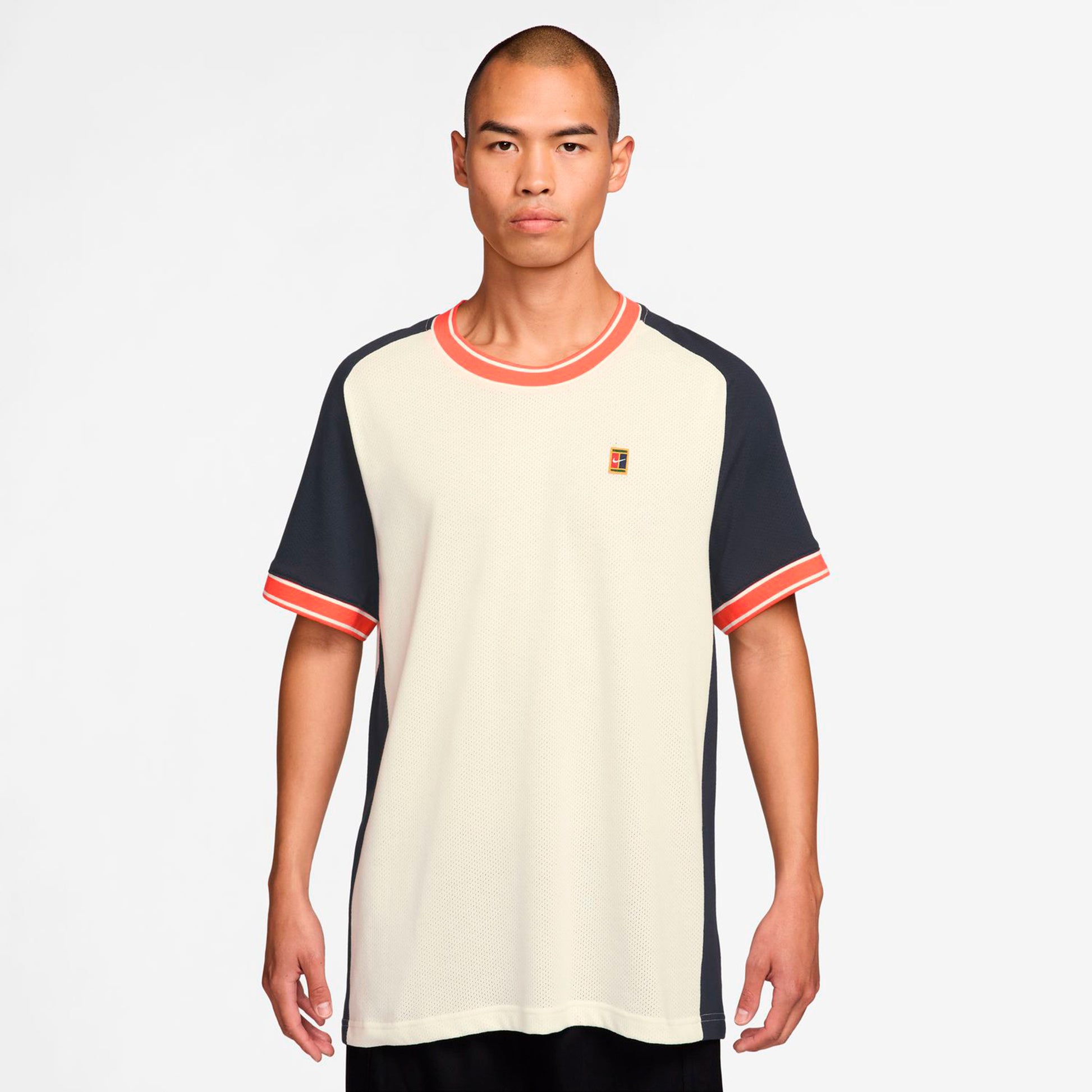 Nike Court Heritage T-shirt Heren-crème, donkerblauw