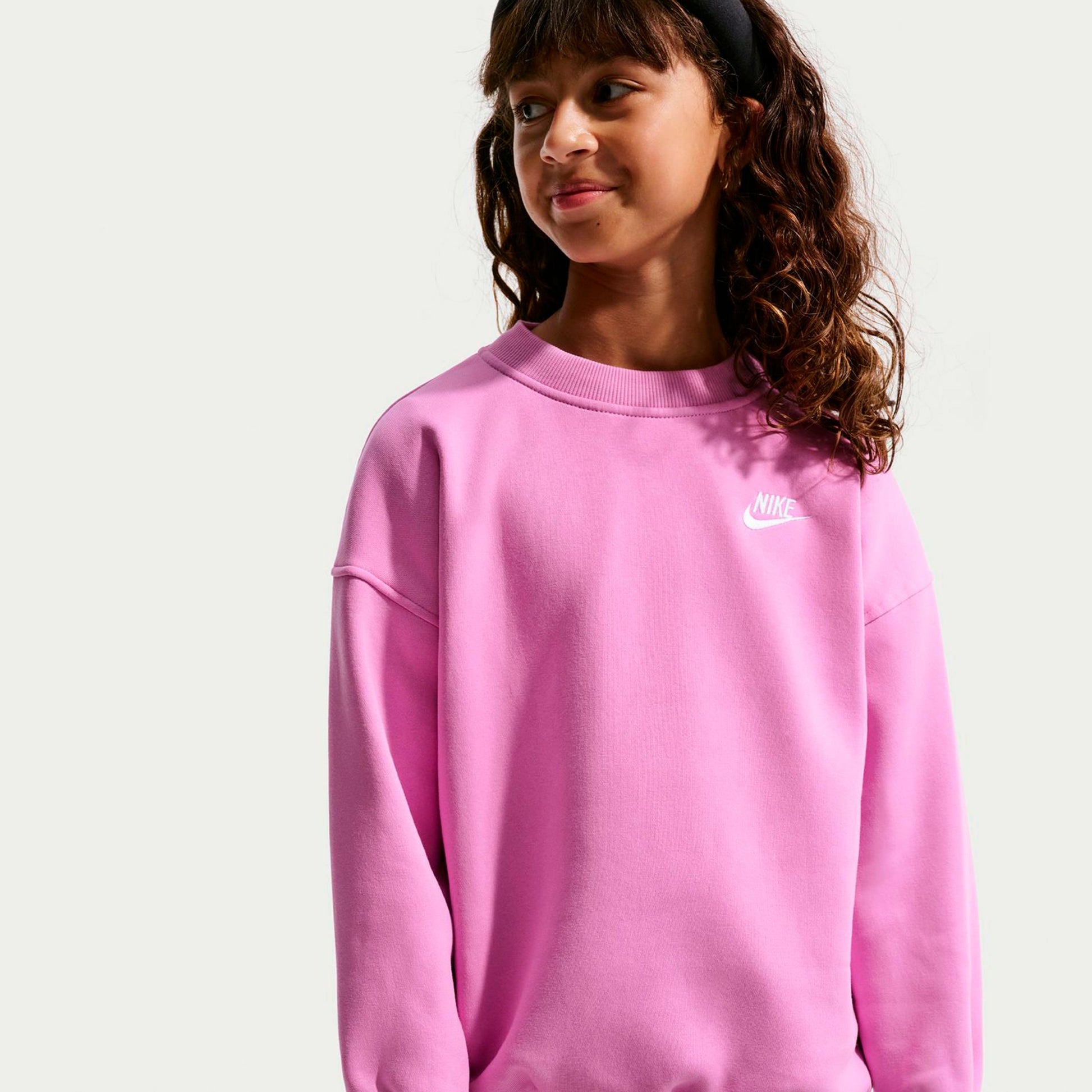 Nike Sportswear Club Fleece Oversized Crew Sweatshirt Kinderen-mauve, wit