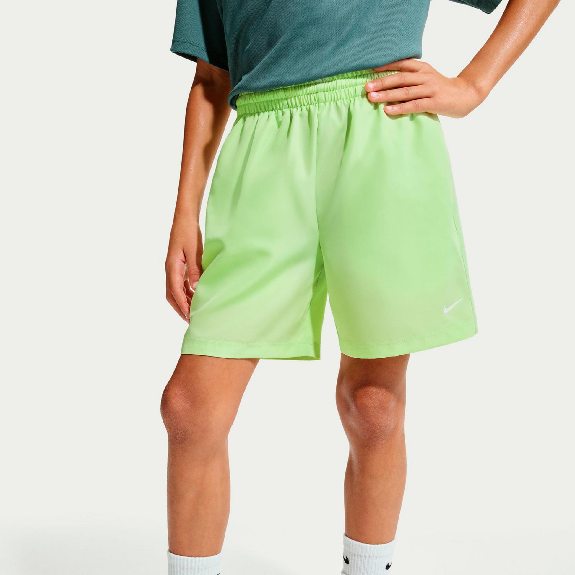 Nike Big Shorts Jongens-limoen, wit