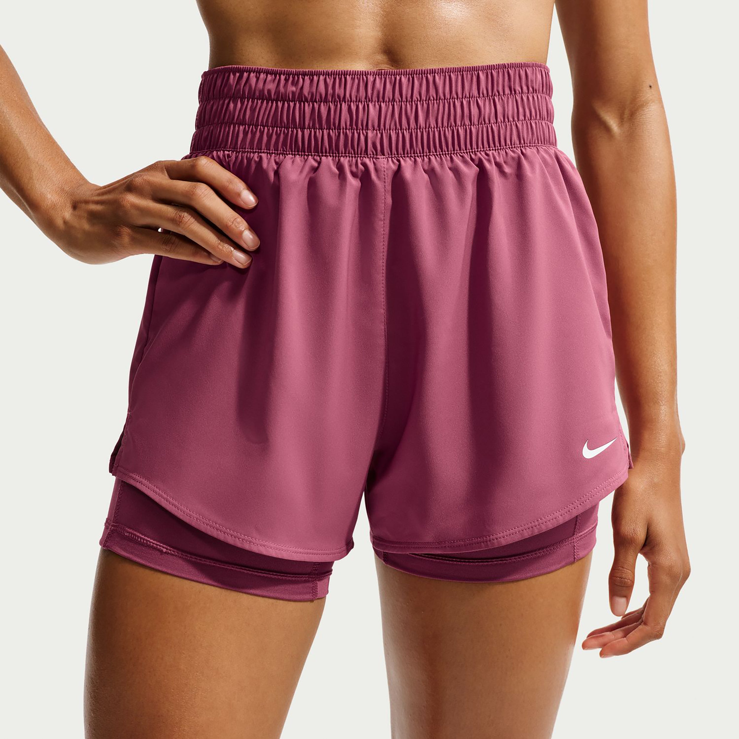 Nike Dri-Fit One High Rise 2in1 3in Shorts Dames - mauve
