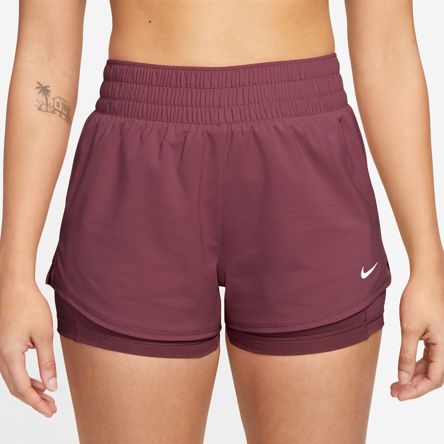 Nike Dri-Fit One Mid Rise 2in1 3in Shorts Dames - mauve