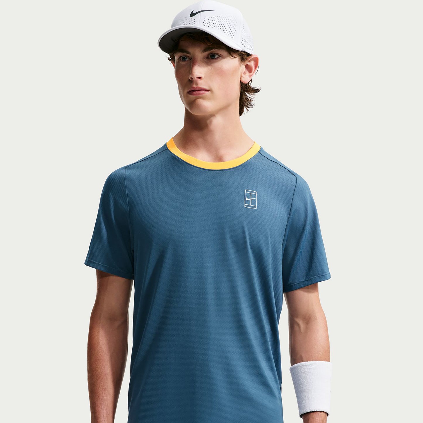 Nike Court Dri-FIT Advantage T-shirt Heren - blauwgrijs, oranje