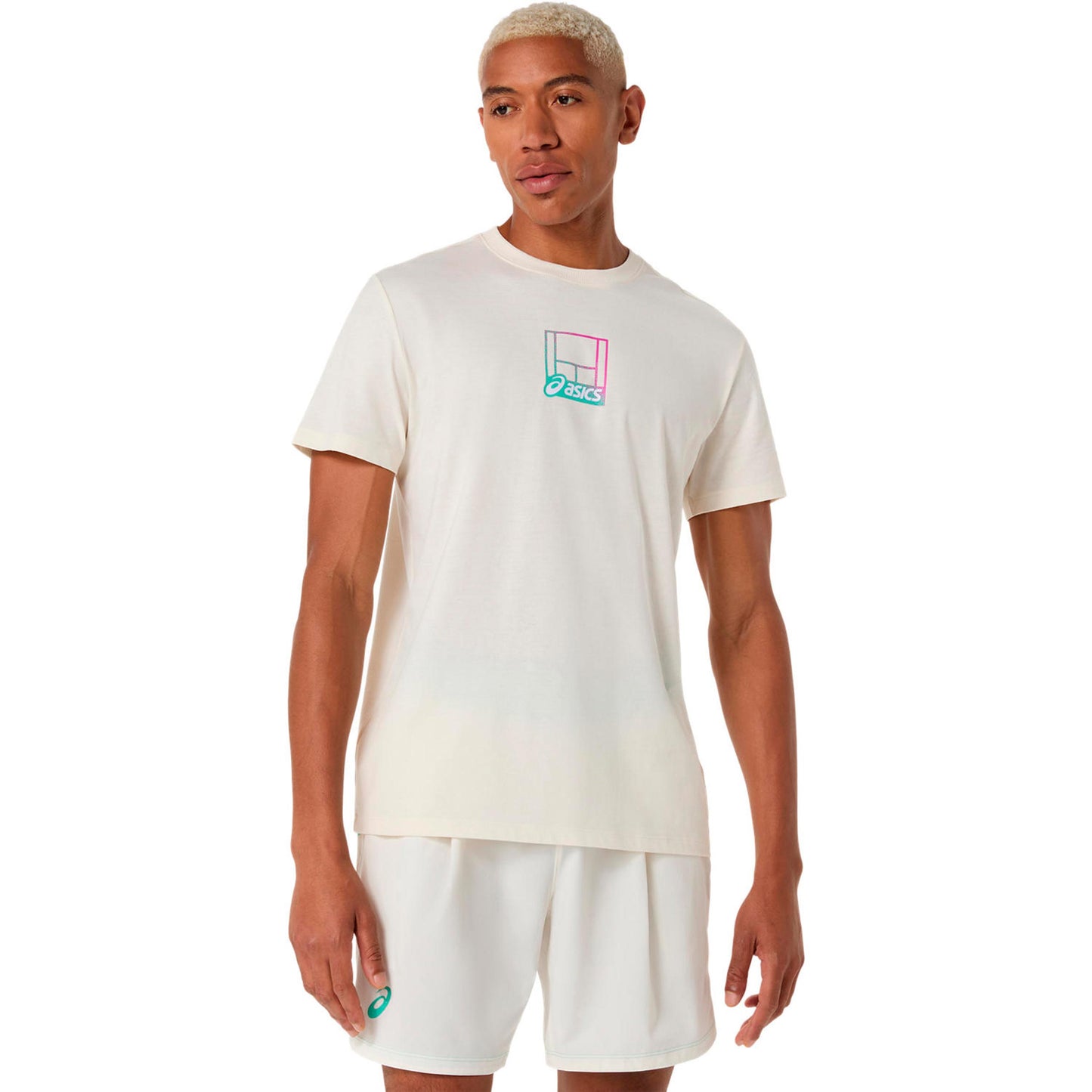 ASICS Court Core Graphic T-shirt Heren-crème, veelkleurig