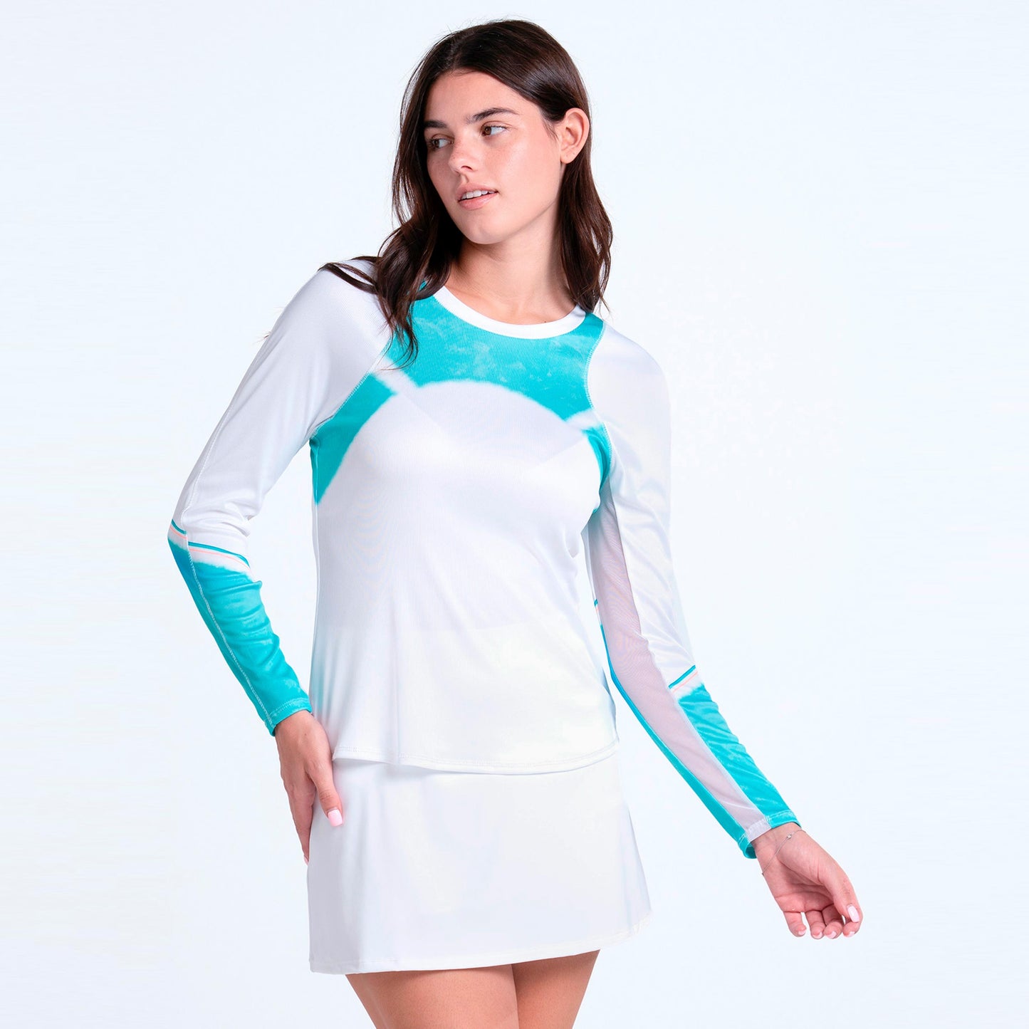 Lucky in Love Sun Beat Longsleeve Dames - wit, turkoois