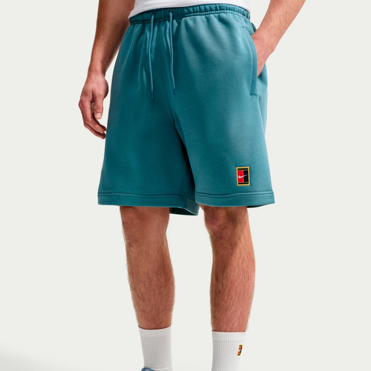 Nike Court Dri-Fit Heritage Fleece Shorts Heren - petrolblauw