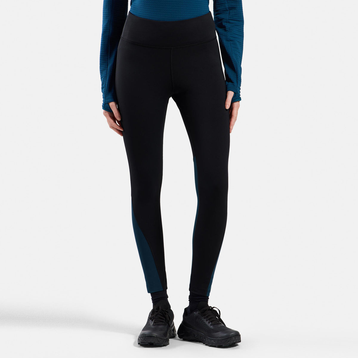 Odlo Essential Thermal  Hardlooplegging Dames - zwart, petrolblauw