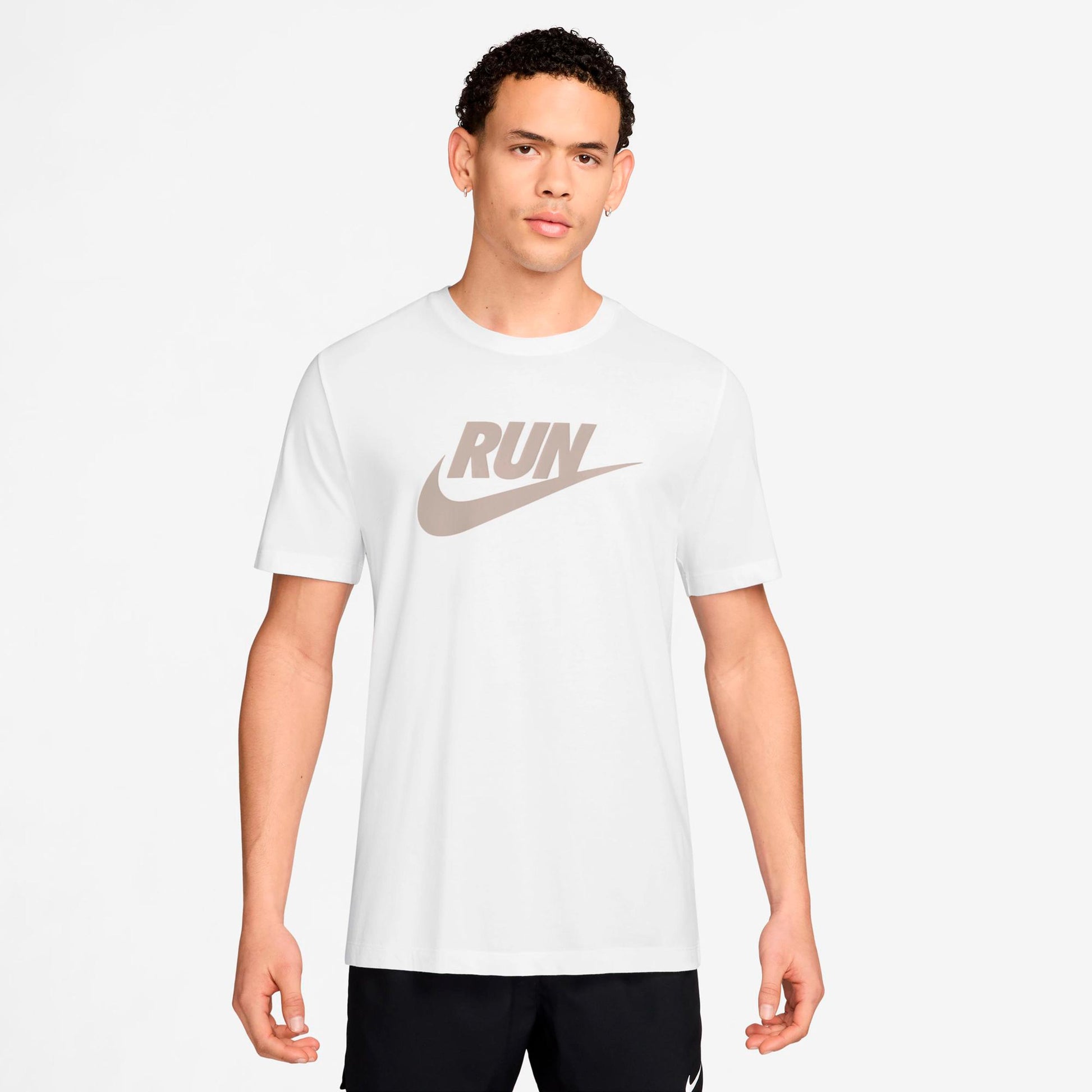 Nike Run Swoosh Hardloopshirt Heren - wit, beige