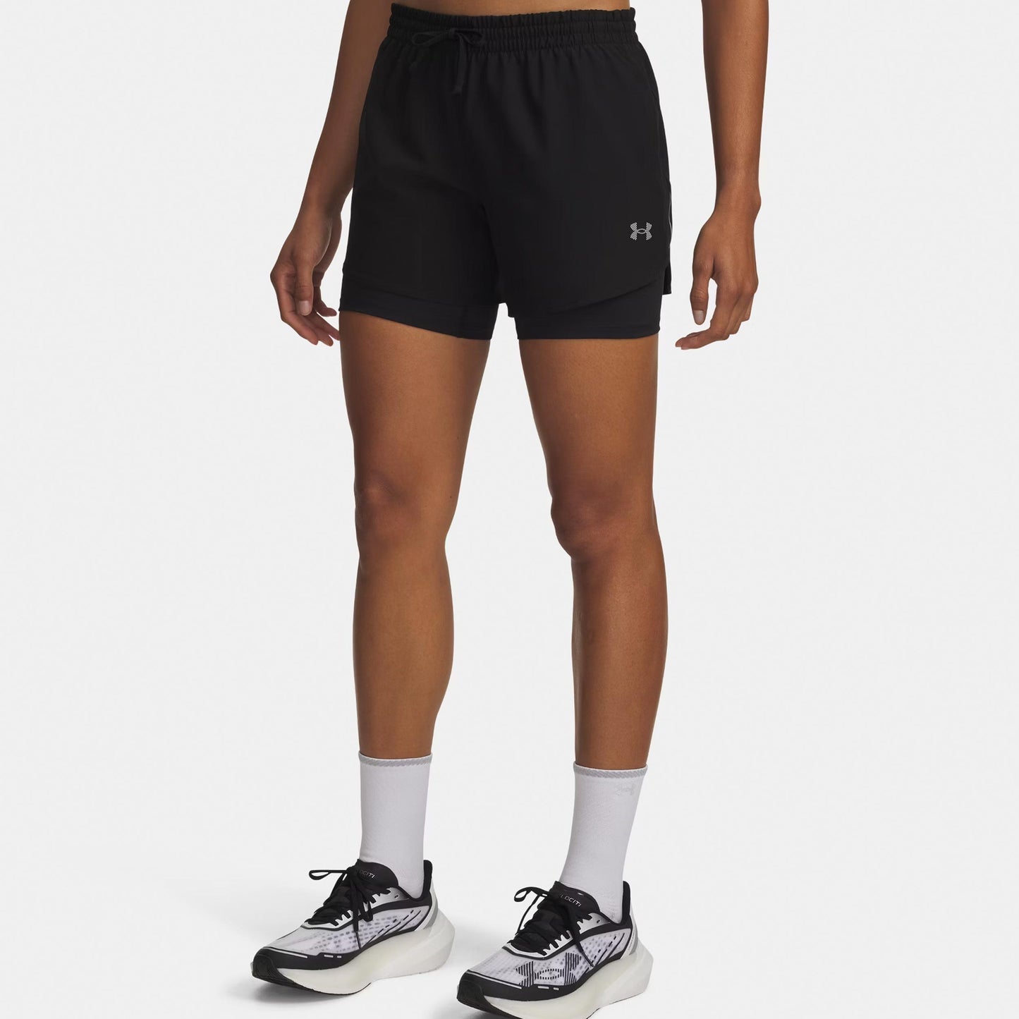 Under Armour Velociti Pro 6in 2n1  Hardloopshorts Dames-zwart, zilver