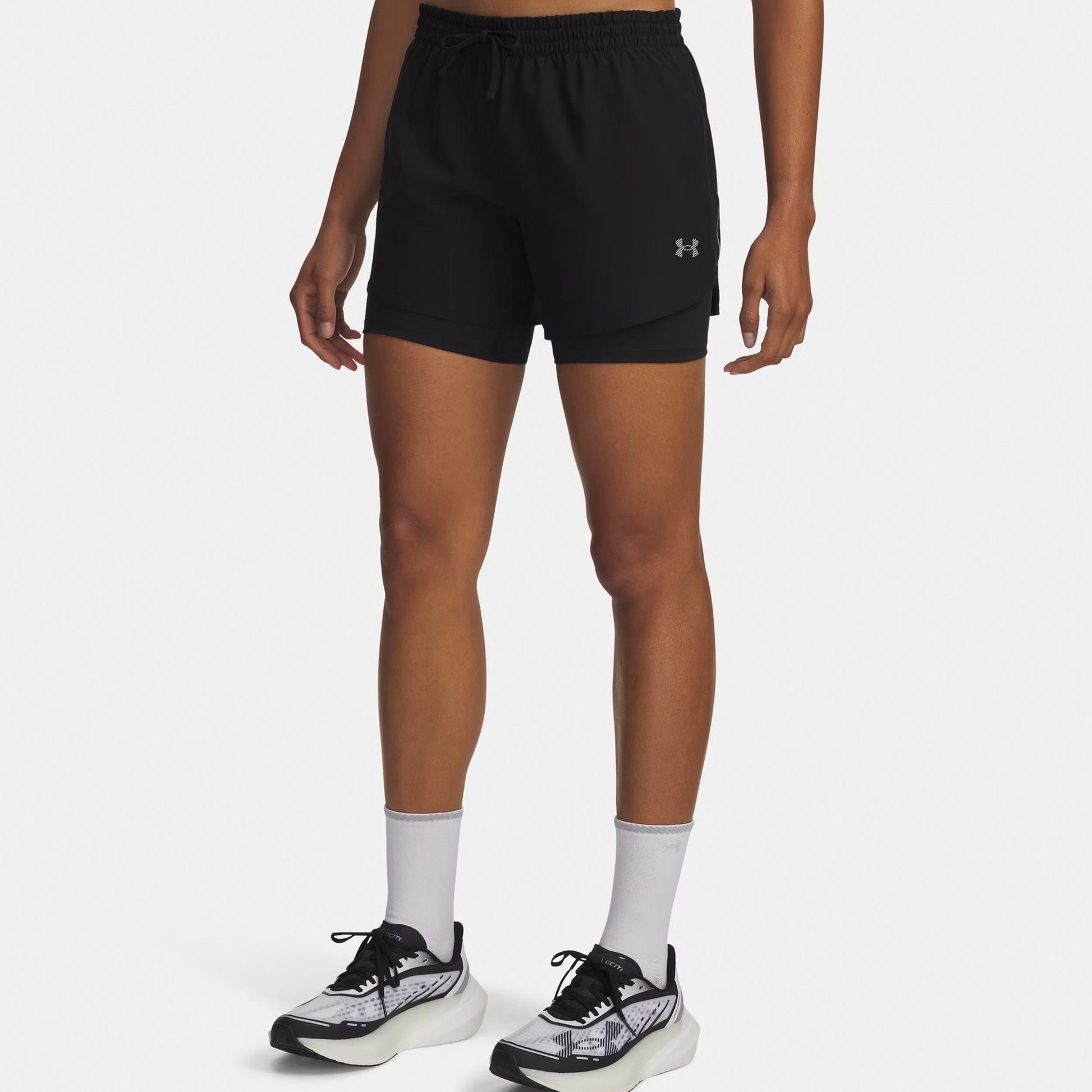 Under Armour Velociti Pro 6in 2n1  Hardloopshorts Dames-zwart, zilver
