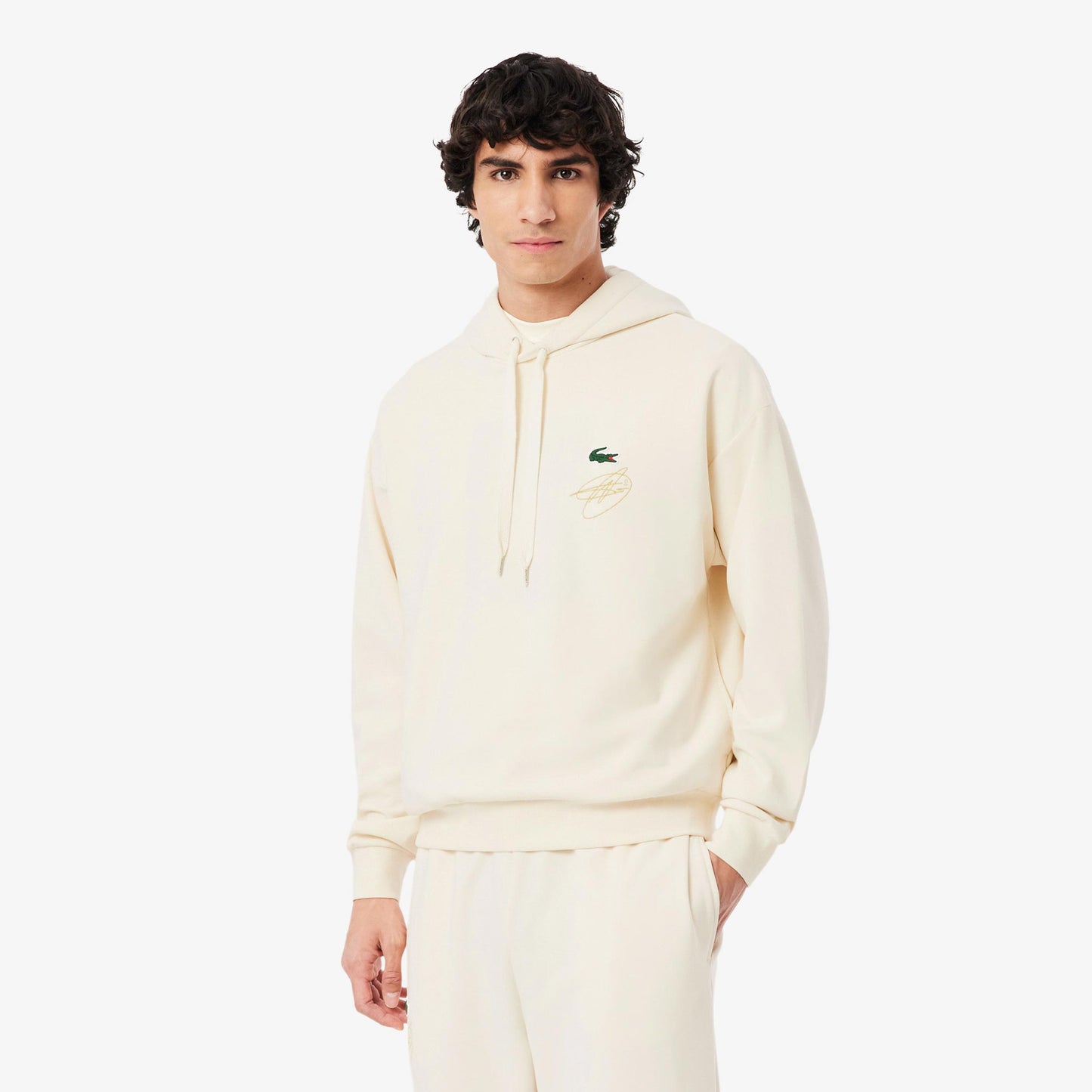 Lacoste Signature Sweatshirt Heren - wit, veelkleurig