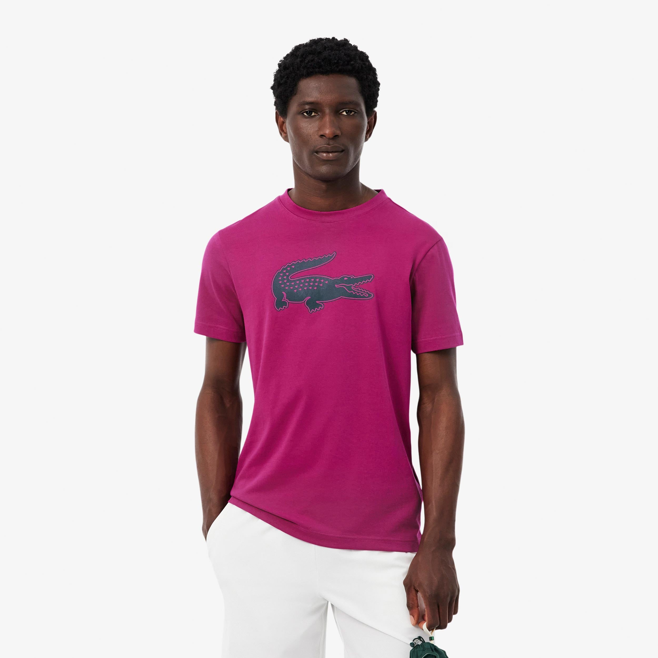 Lacoste T-shirt Heren - bes, donkerblauw