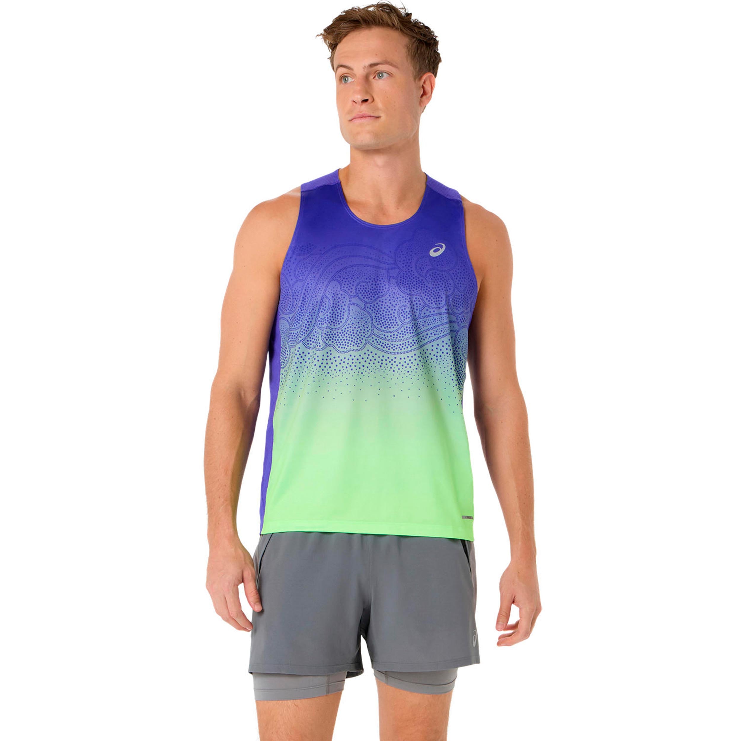ASICS Road Fade Hardloopshirt Heren-blauw, groen