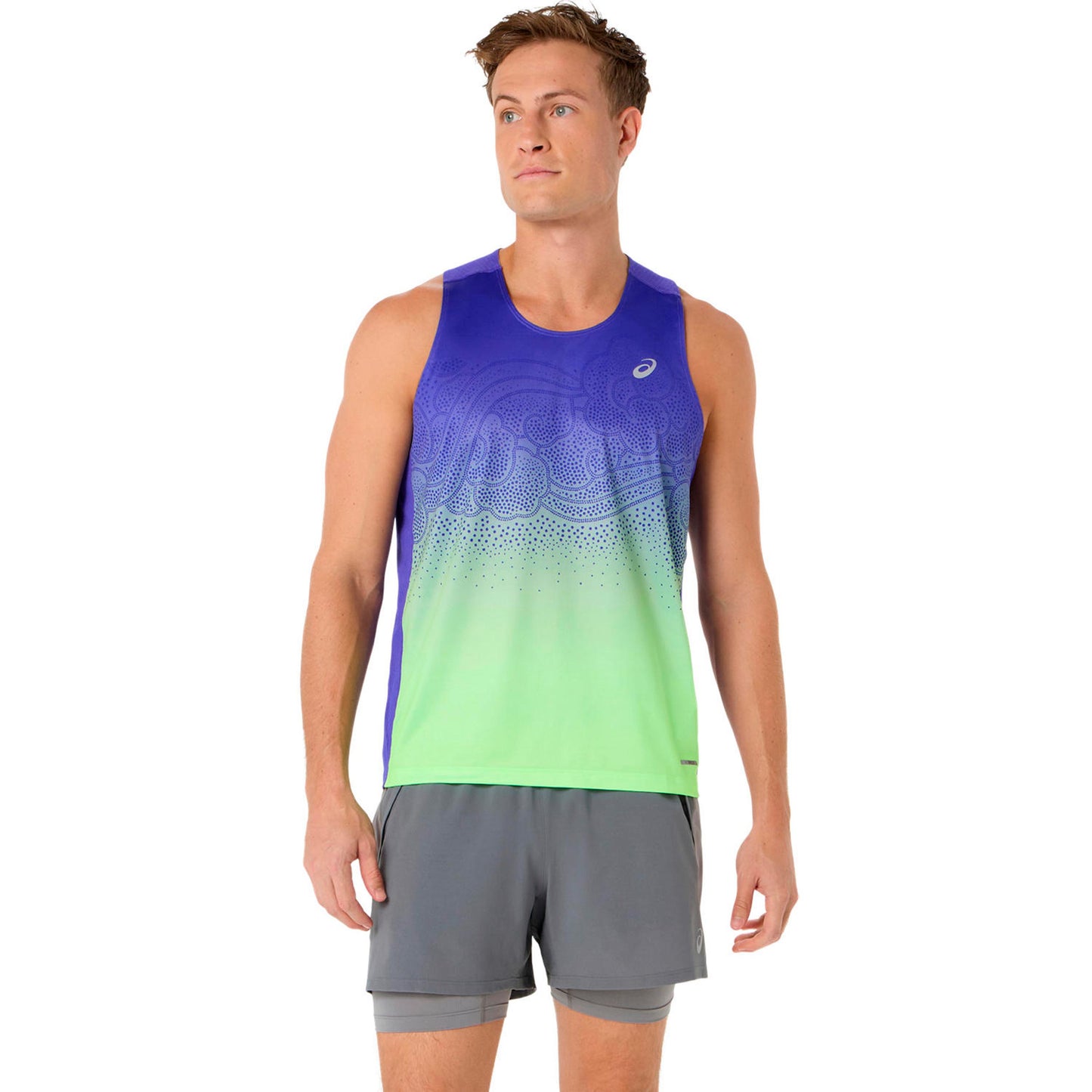 ASICS Road Fade Hardloopshirt Heren-blauw, groen