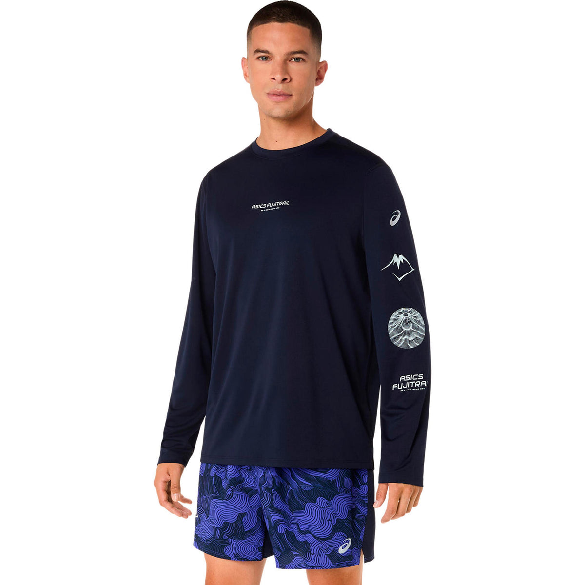 ASICS Fujitrail Logo  Hardloopshirt Heren - donkerblauw, blauw