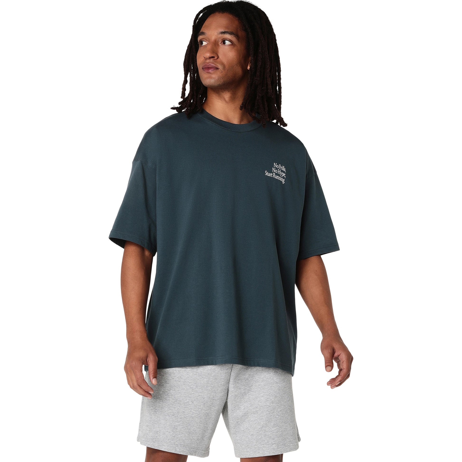 ASICS Runner Message Graphic Relaxed  Hardloopshirt Heren - blauwgrijs