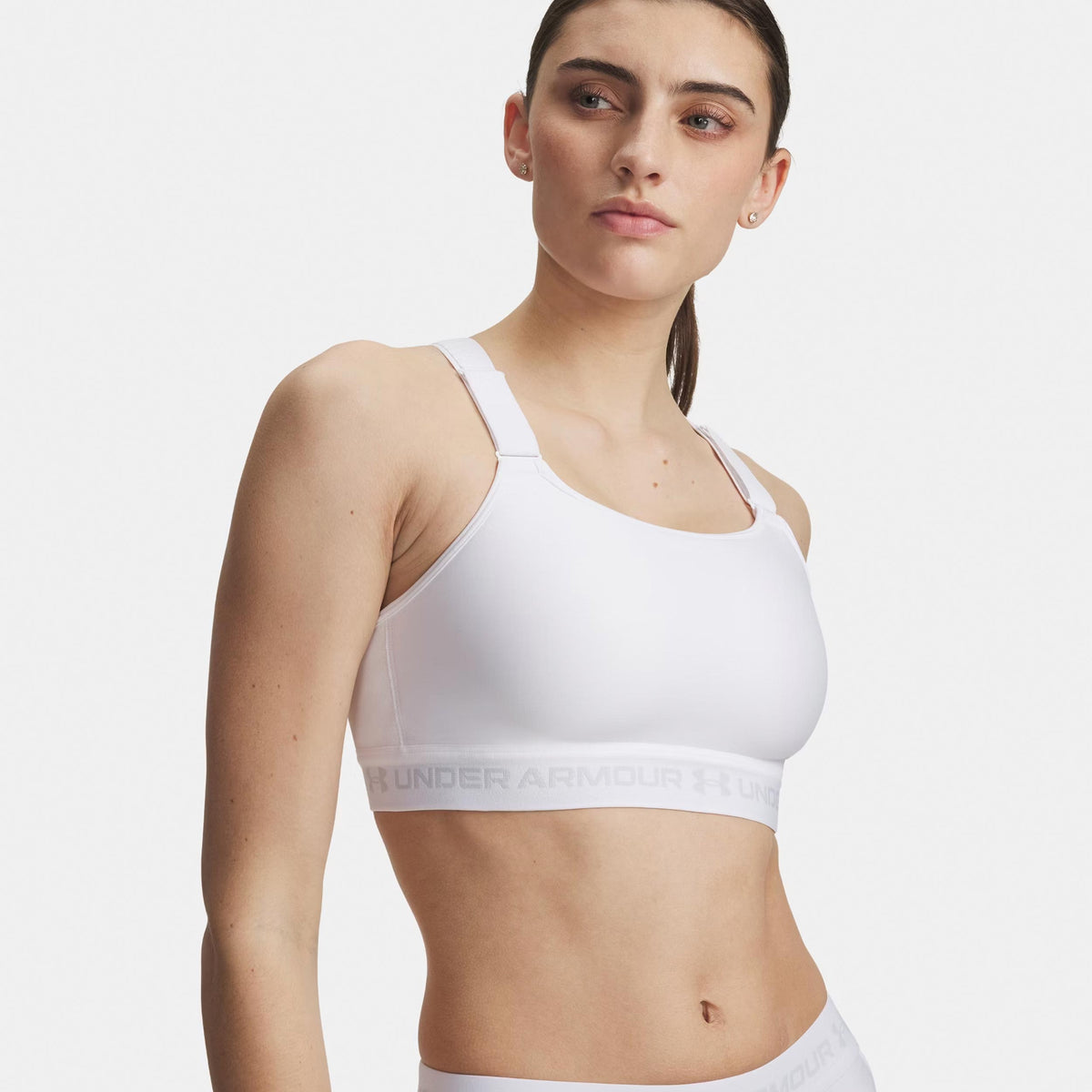 Under Armour HeatGear High Sport-bh Dames-wit, grijs