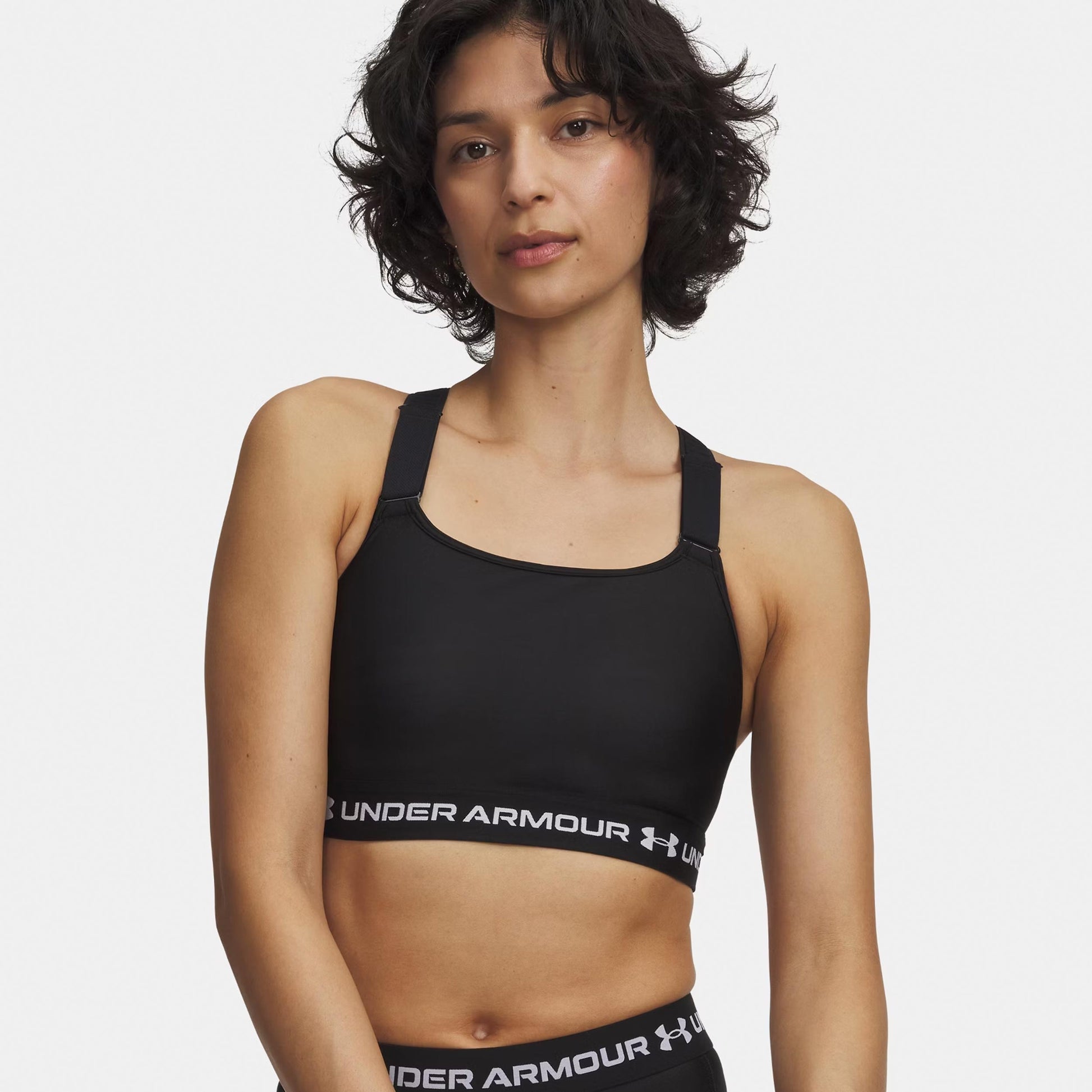 Under Armour HeatGear High Sport-bh Dames-zwart, wit