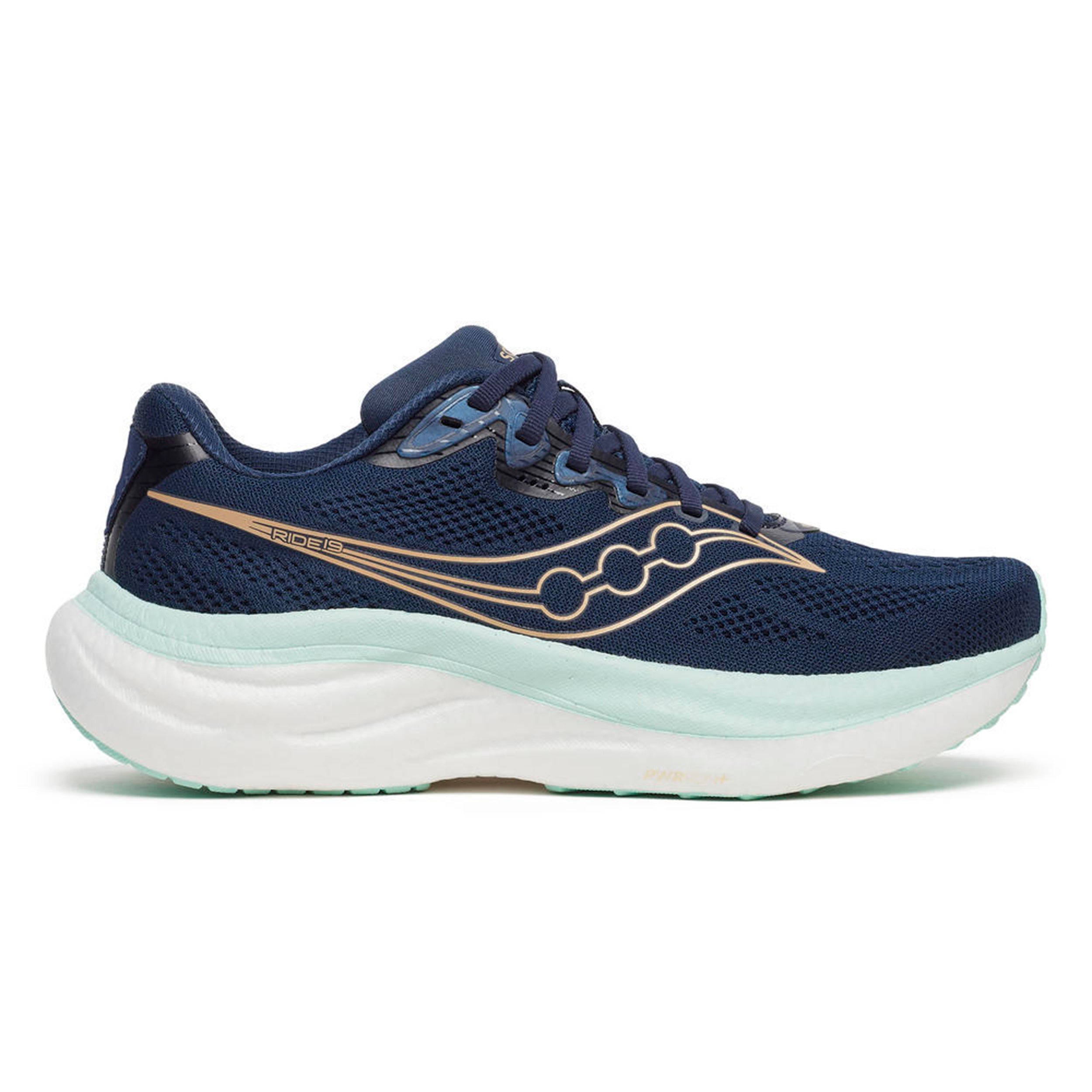 Saucony Ride 19 Neutrale schoen Dames-donkerblauw, wit