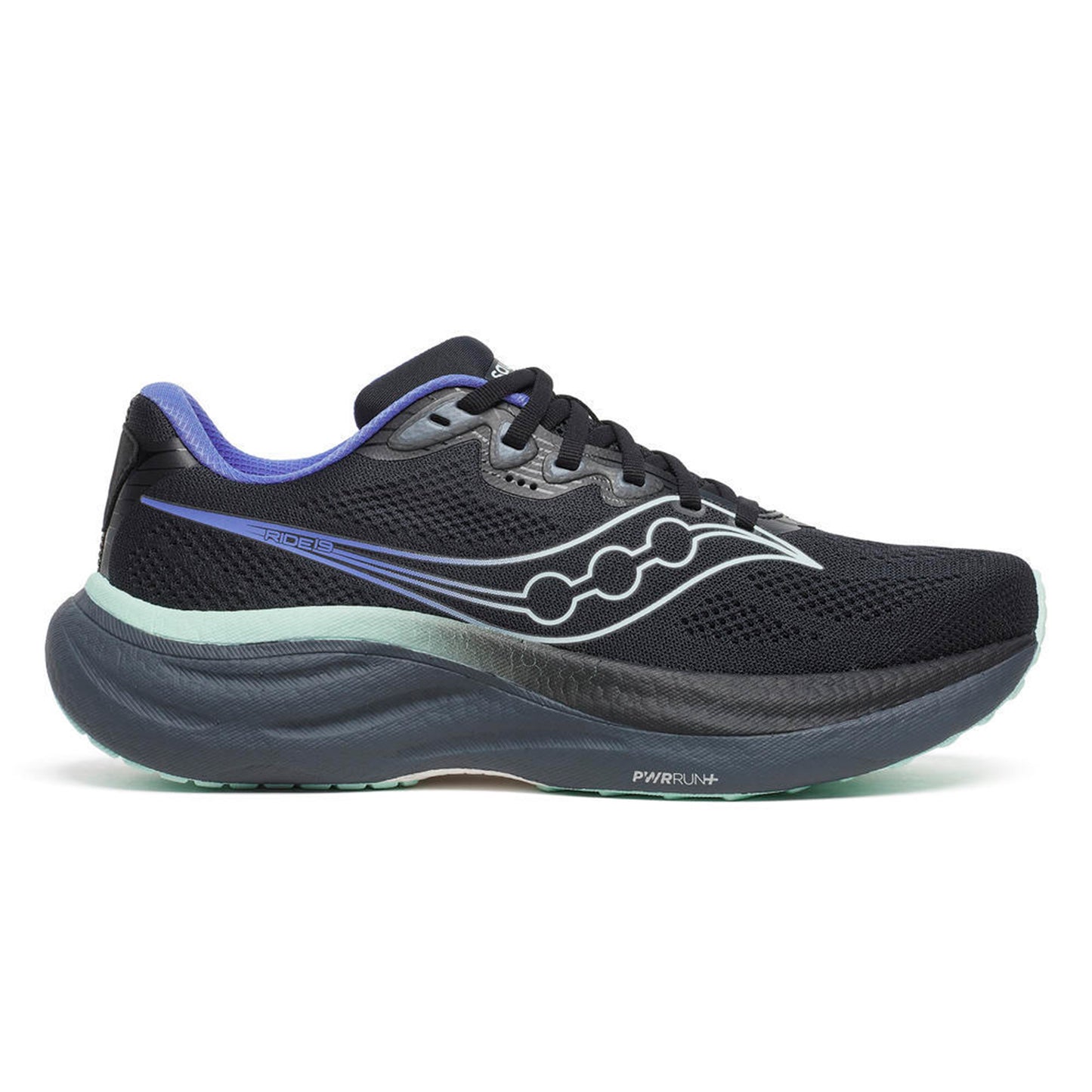 Saucony Ride 19 Neutrale schoen Dames-zwart, mint
