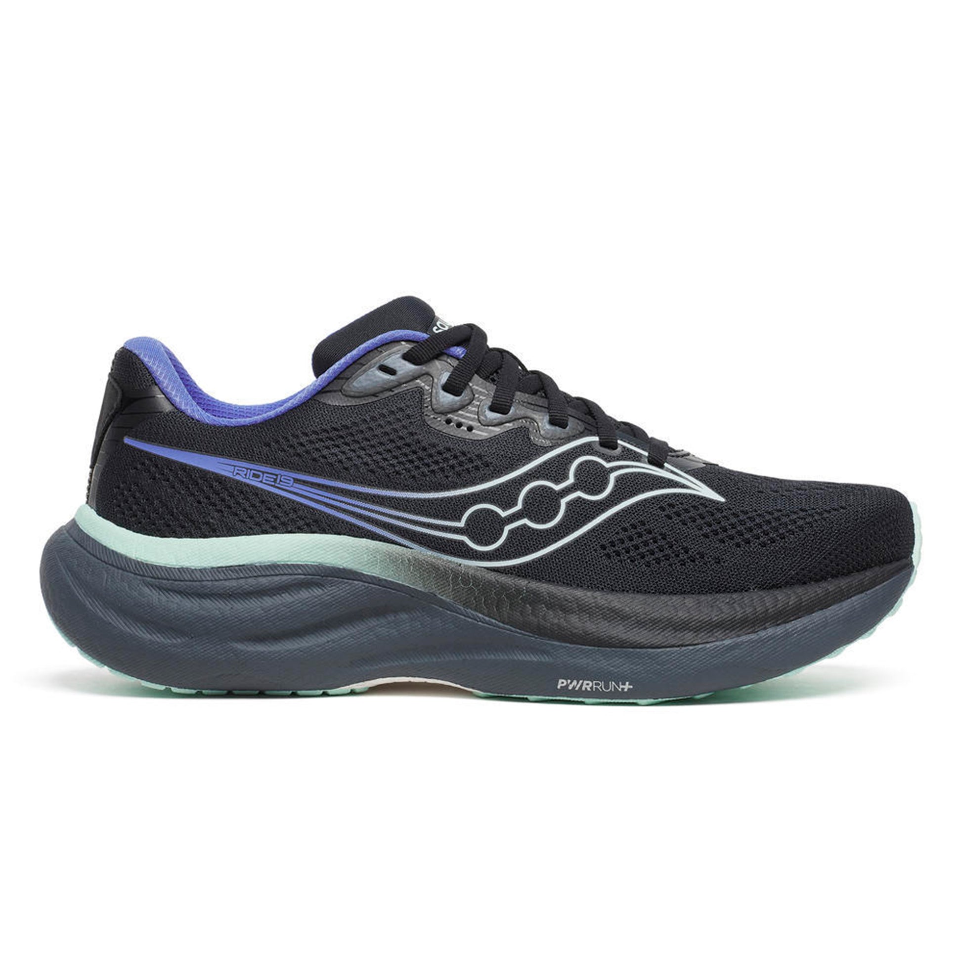 Saucony Ride 19 Neutrale schoen Dames-zwart, mint