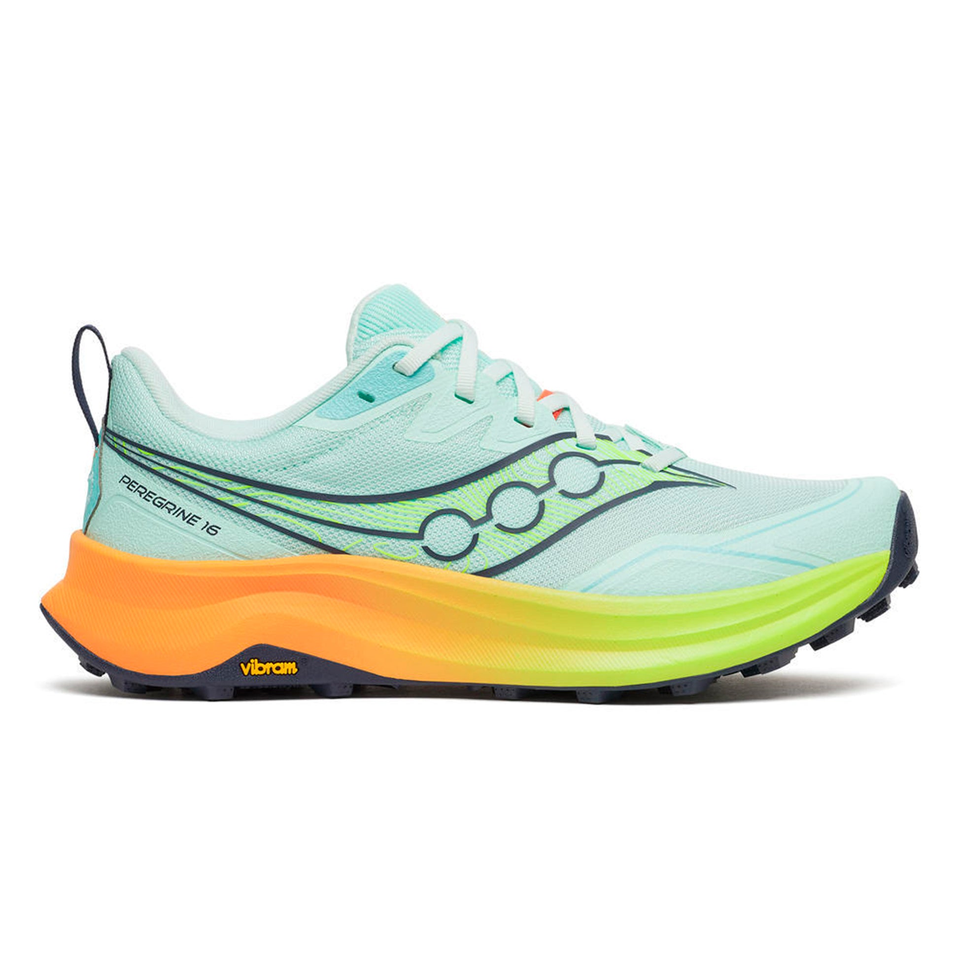 Saucony Peregrine 16 Trailschoen Dames-turkoois, neongeel