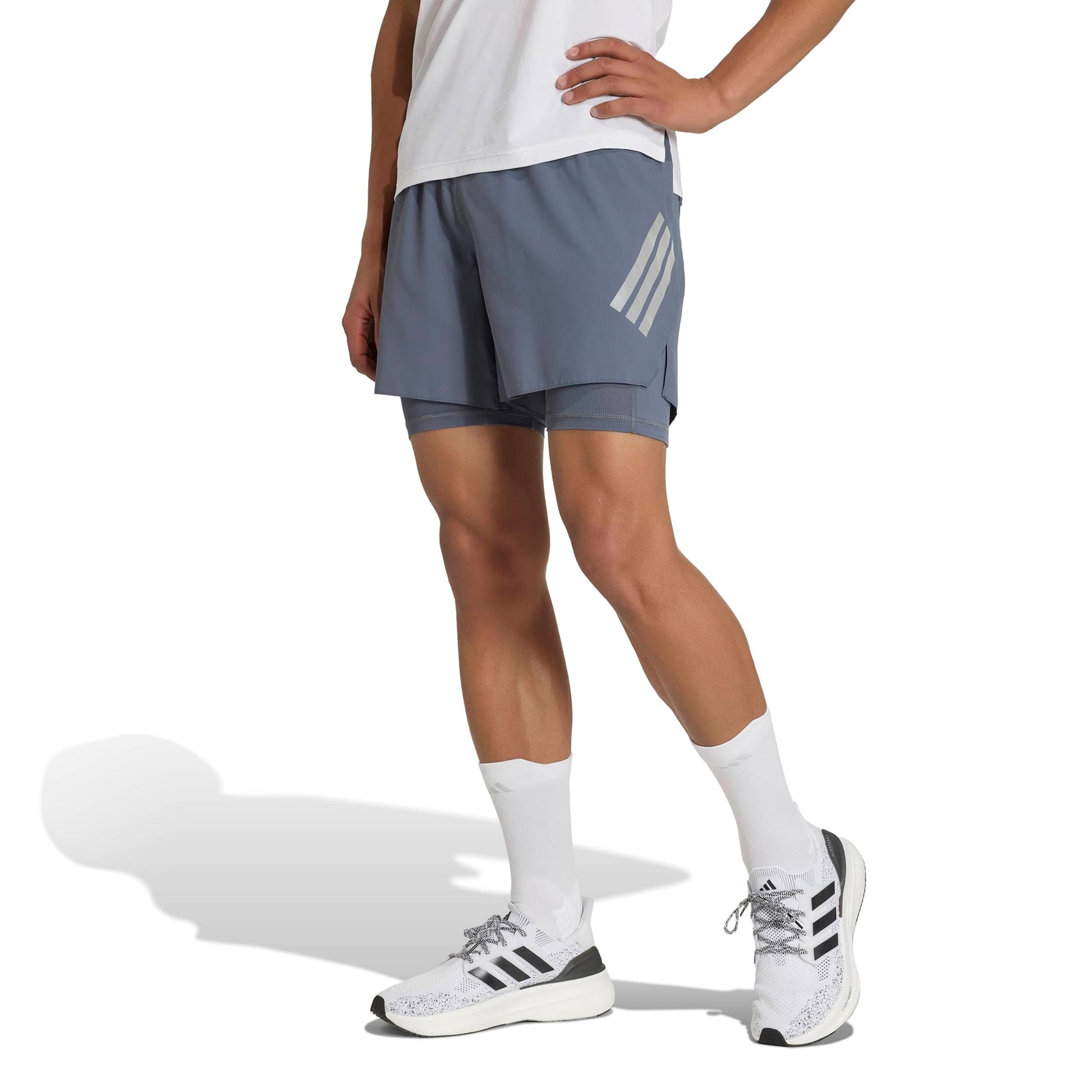 adidas adi365 2in1 Hardloopshorts Heren - blauwgrijs