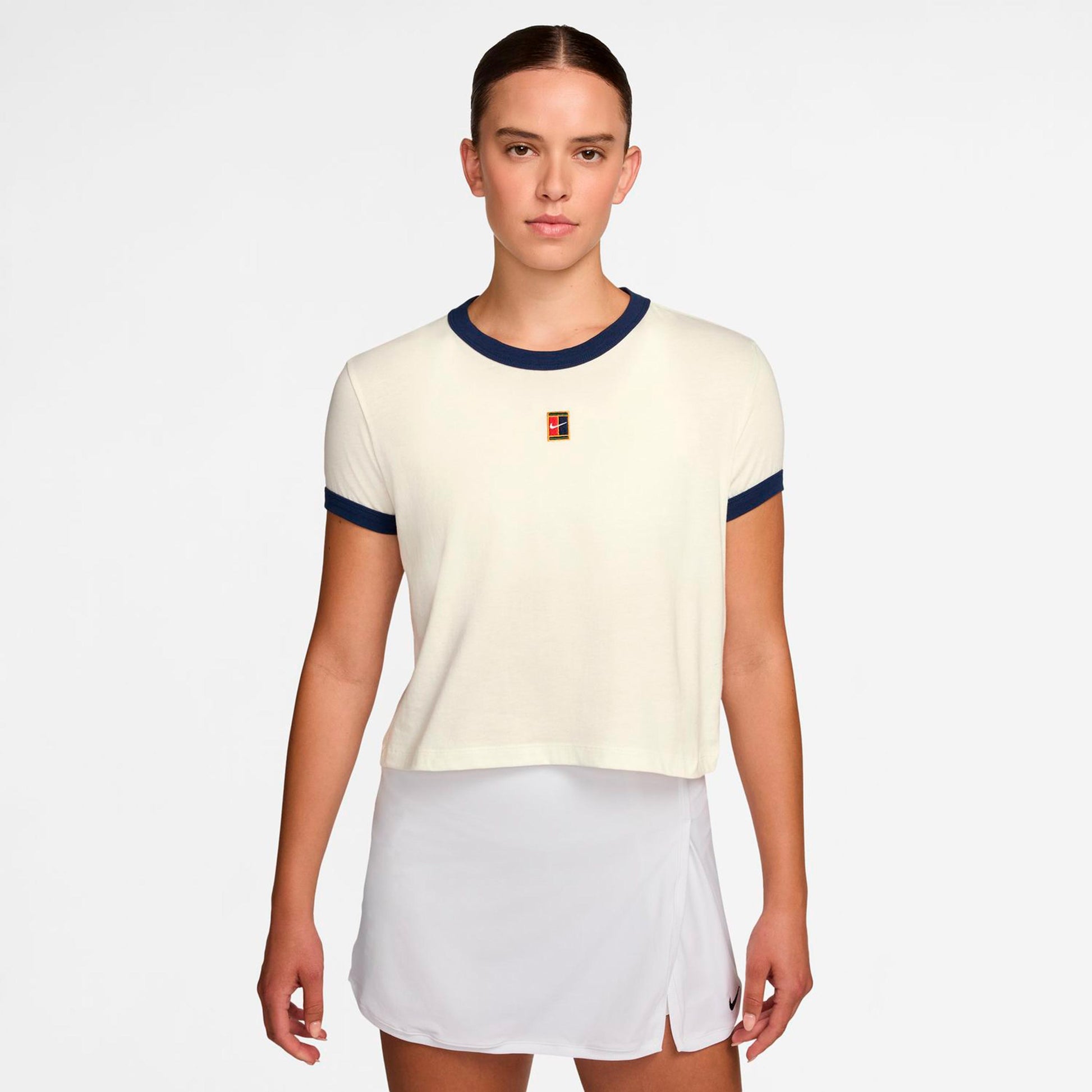Nike Heritage T-shirt Dames-crème, donkerblauw