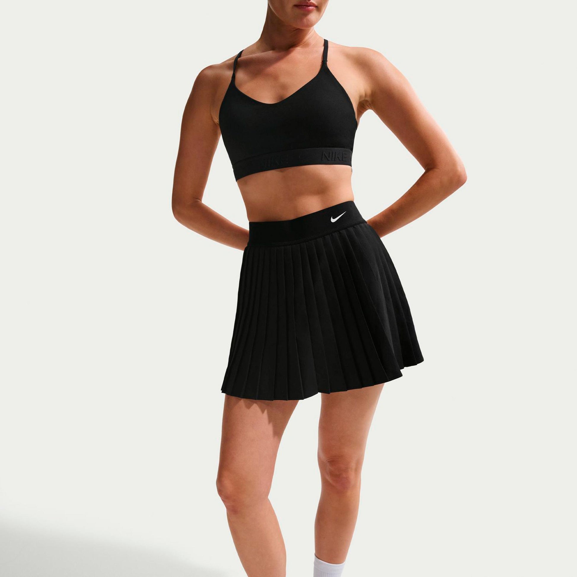 Nike Dri-Fit Victory High Rise Pleated Rok Dames-zwart