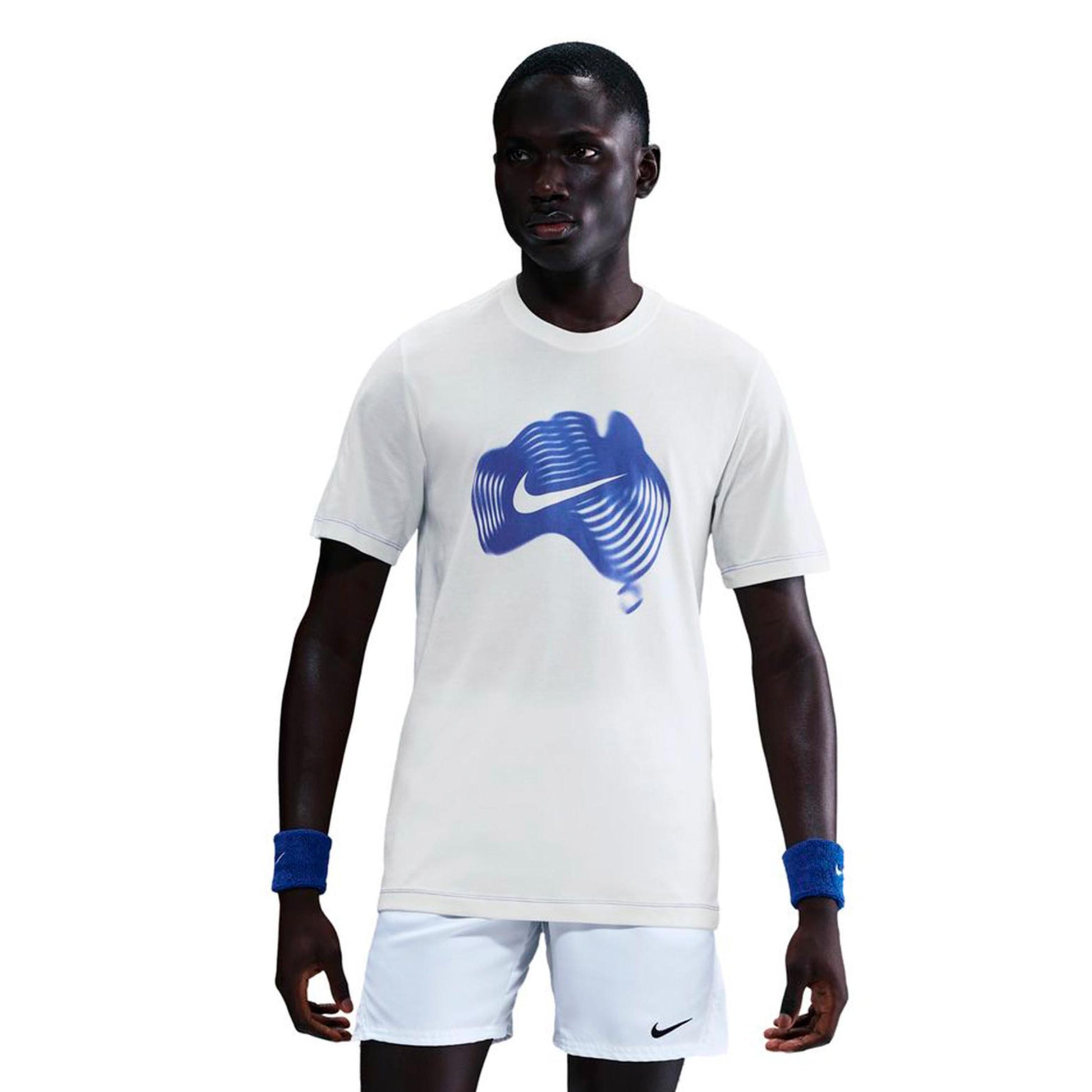 Nike Court Dri-Fit T-shirt Heren-crème, blauw