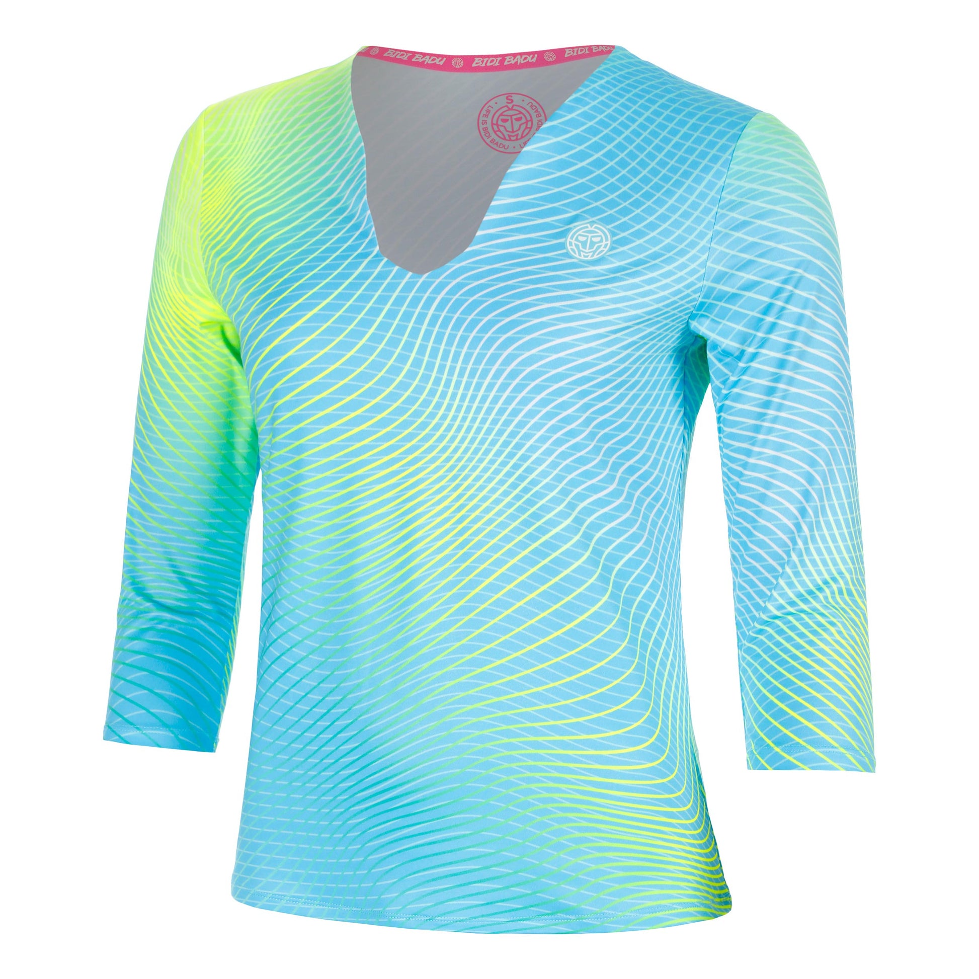 BIDI BADU Out of Control V-Neck Longsleeve Dames-lichtblauw, neongeel