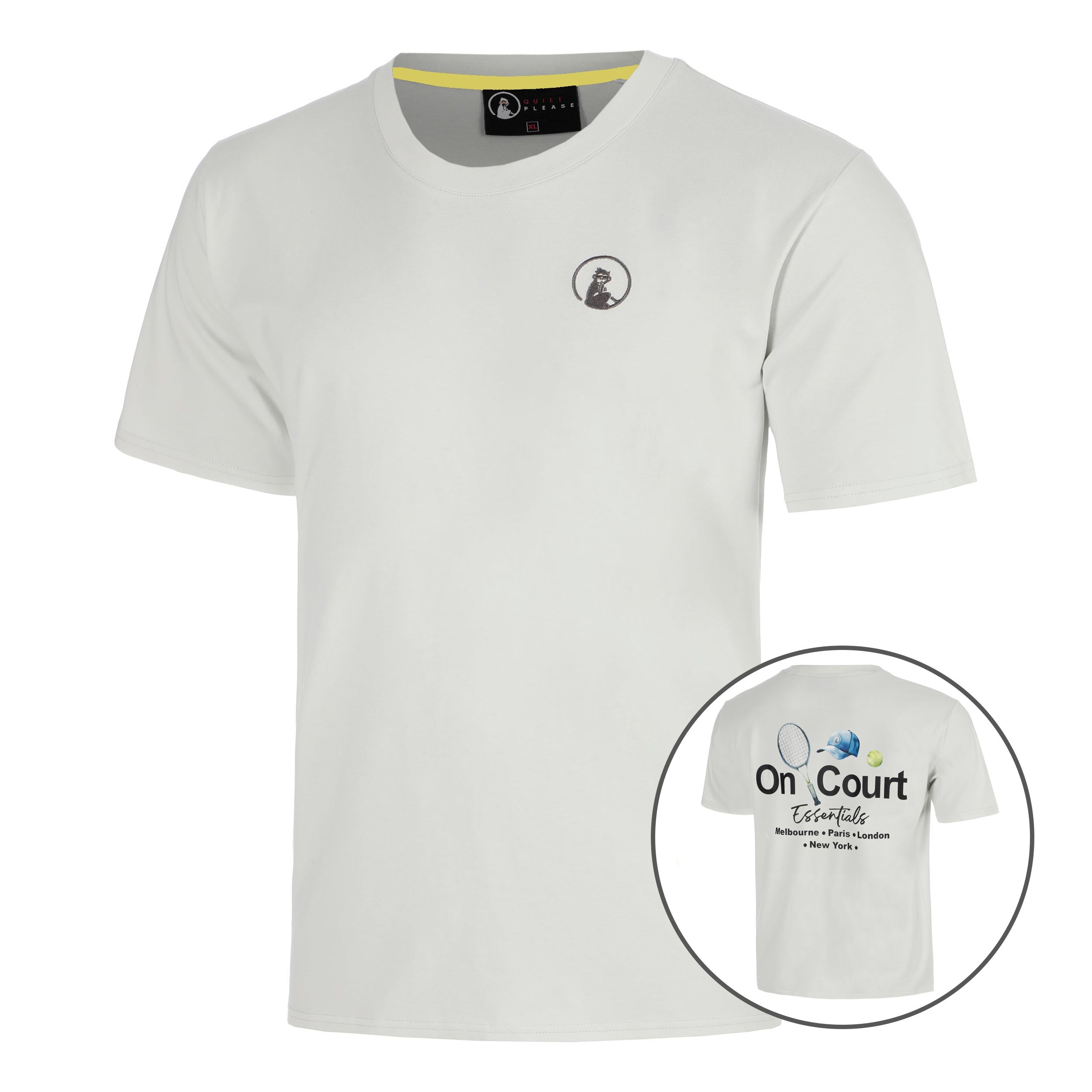 Quiet Please Crush On Court Essentials T-shirt Heren-lichtgrijs, zwart