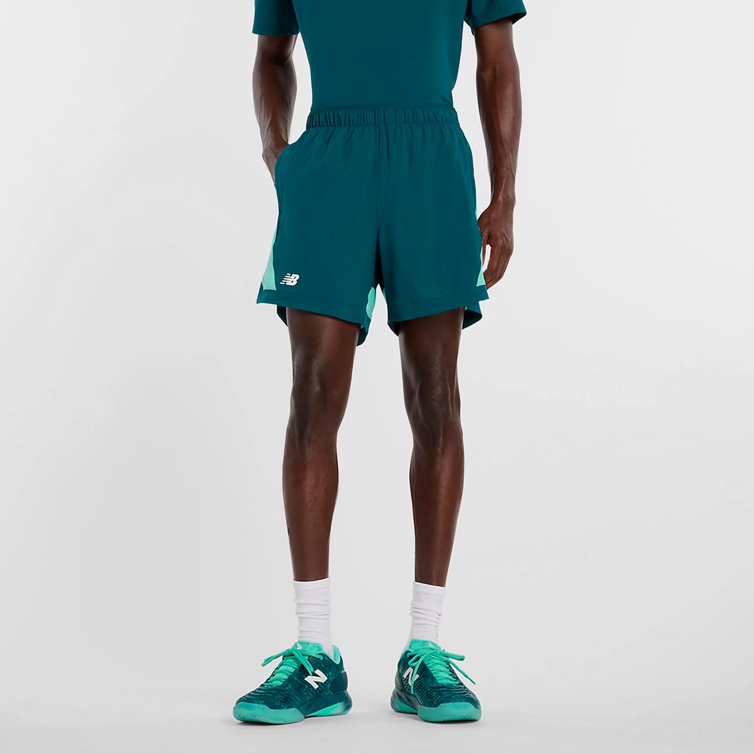 New Balance Tournament Novelty Shorts Heren-petrolblauw, wit
