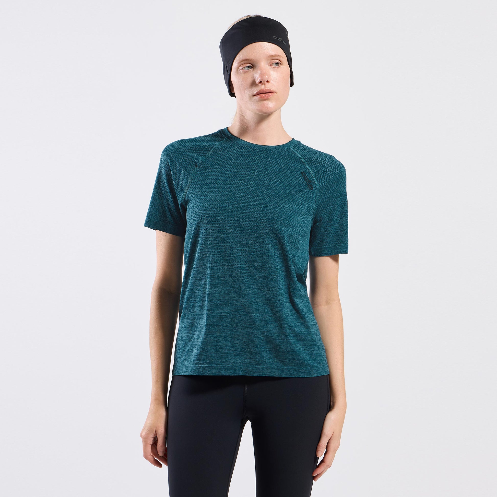 Odlo Essential Seamless  Hardloopshirt Dames - petrolblauw
