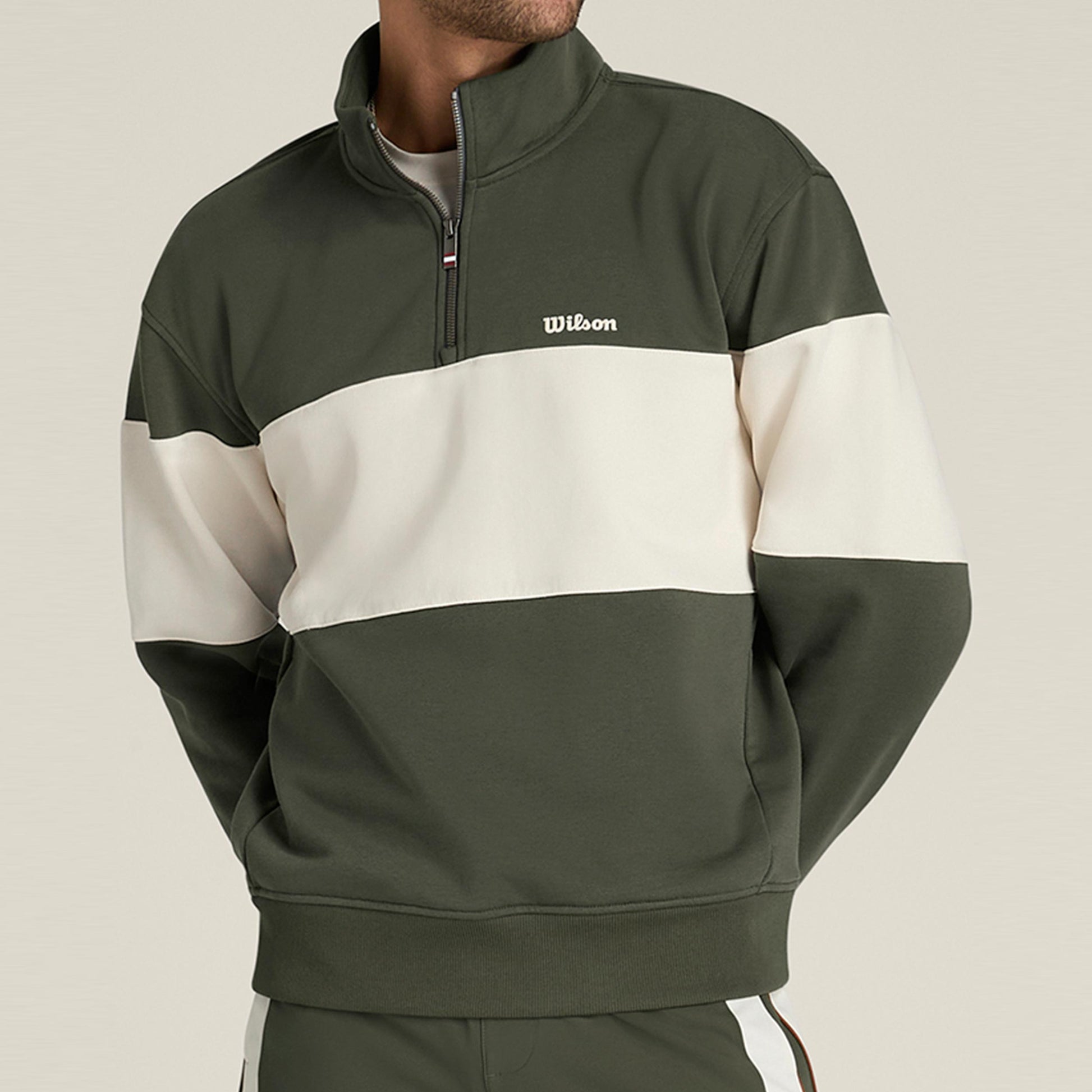 Wilson Playstate French Terry 1/2 Zip Sweatshirt Heren-donkergroen, sand