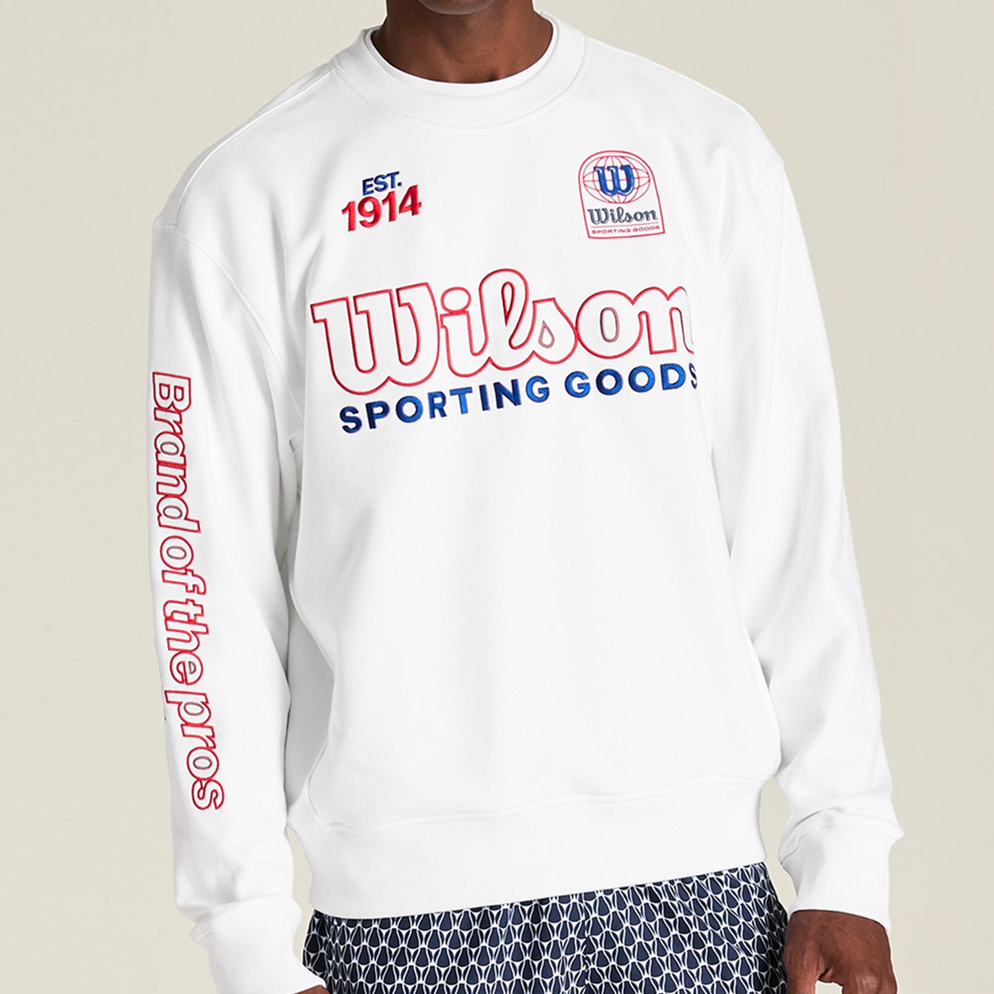 Wilson Playstate French Terry Sweatshirt Heren - wit, rood