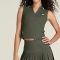 Rib Polo Dames-donkergroen