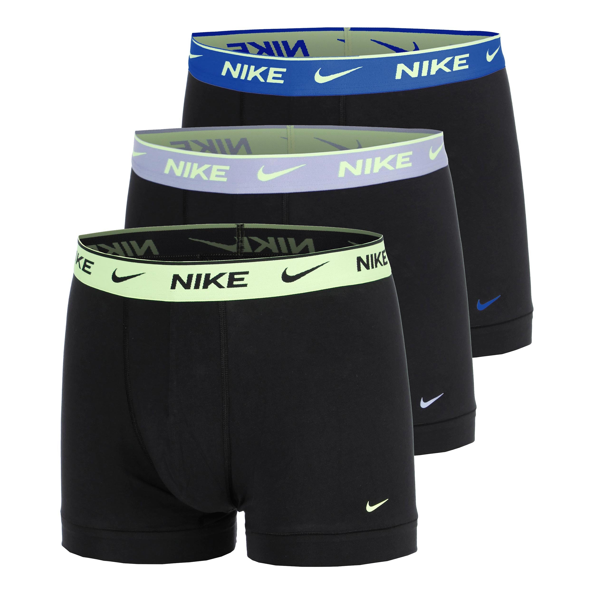 Nike Essential Cotton Stretch Trunk Boxershort Verpakking 3 stuks Heren - zwart, turkoois