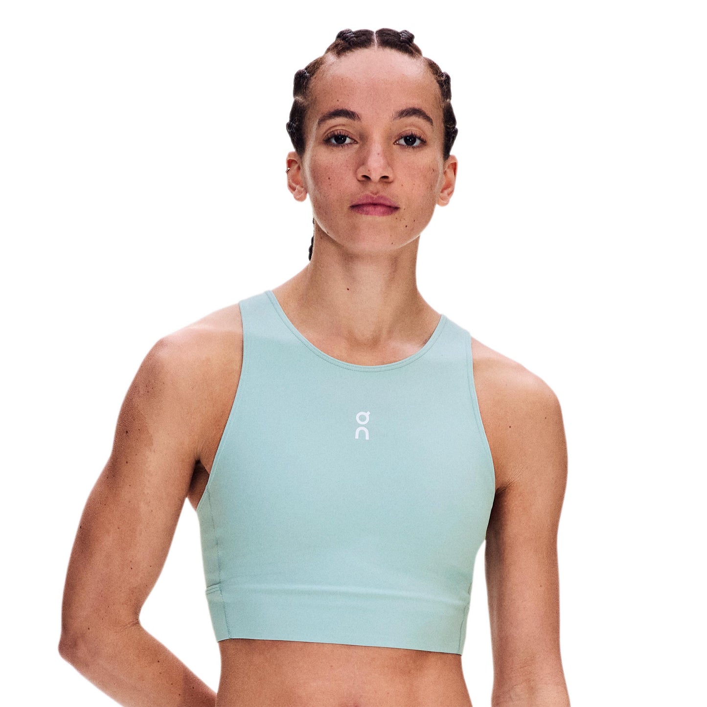On Court Crop Tanktop Dames - blauwgrijs