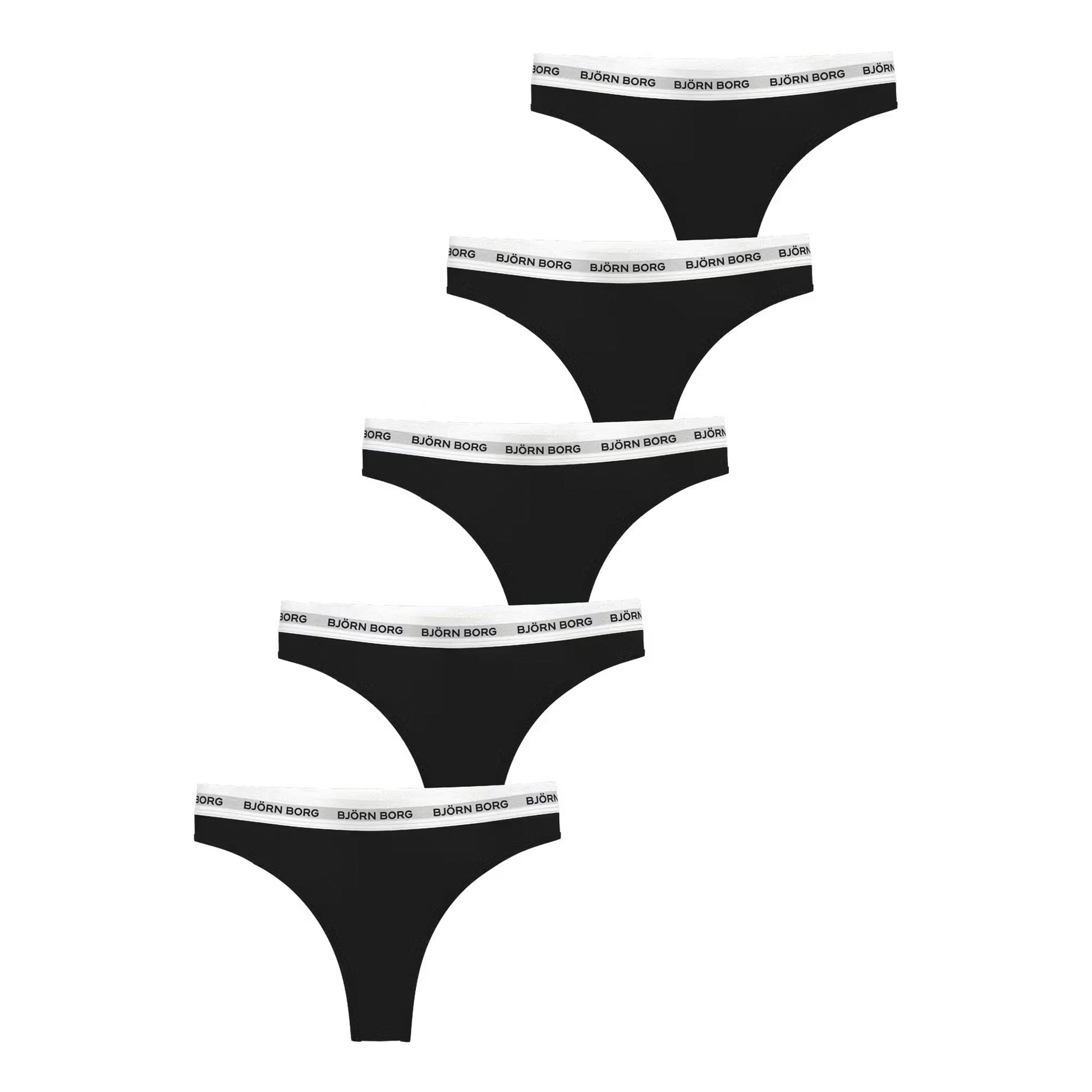 Björn Borg Logo  String Verpakking 5 stuks Dames - zwart, wit
