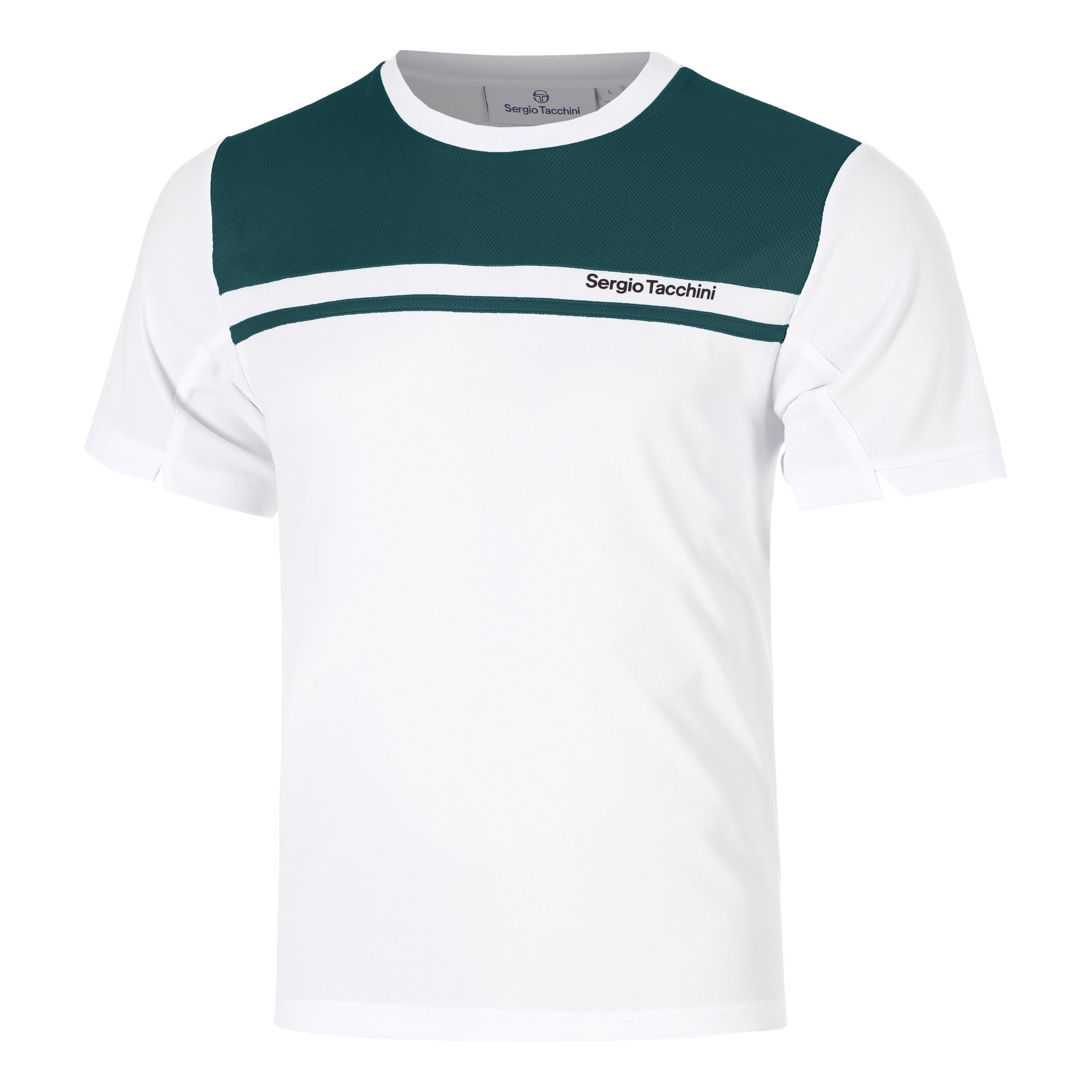 Sergio Tacchini Riflesso PL T-shirt Heren - wit, petrolblauw