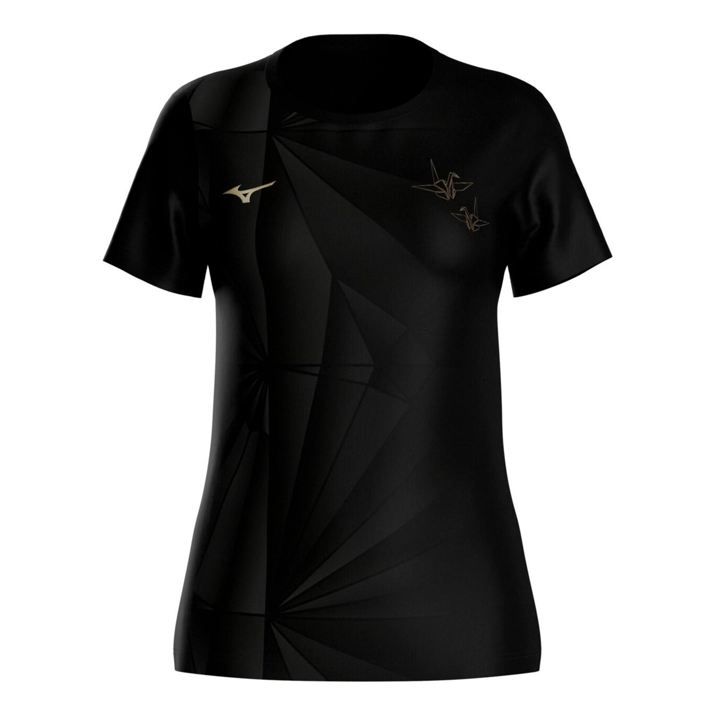 Mizuno Active DryAeroFlow Graphic Hardloopshirt Dames - zwart, goud