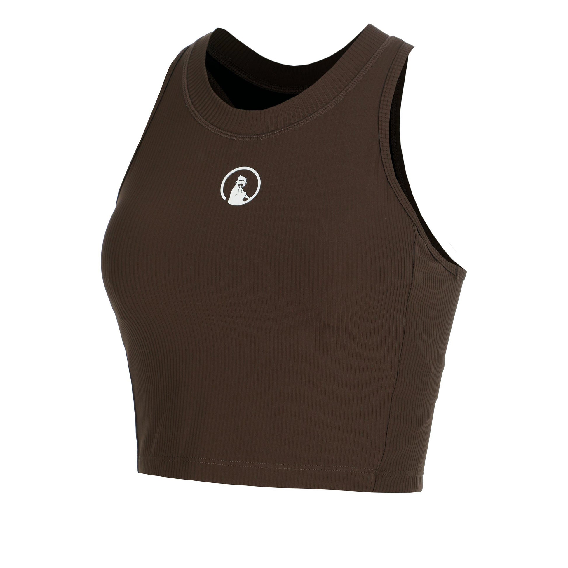 Quiet Please Memories Rib Crop Tanktop Dames - bruin