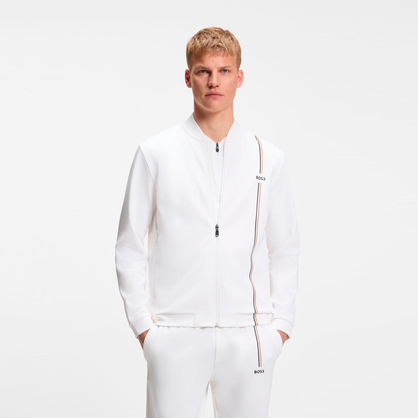BOSS Game Full Zip Sportjas Heren - wit