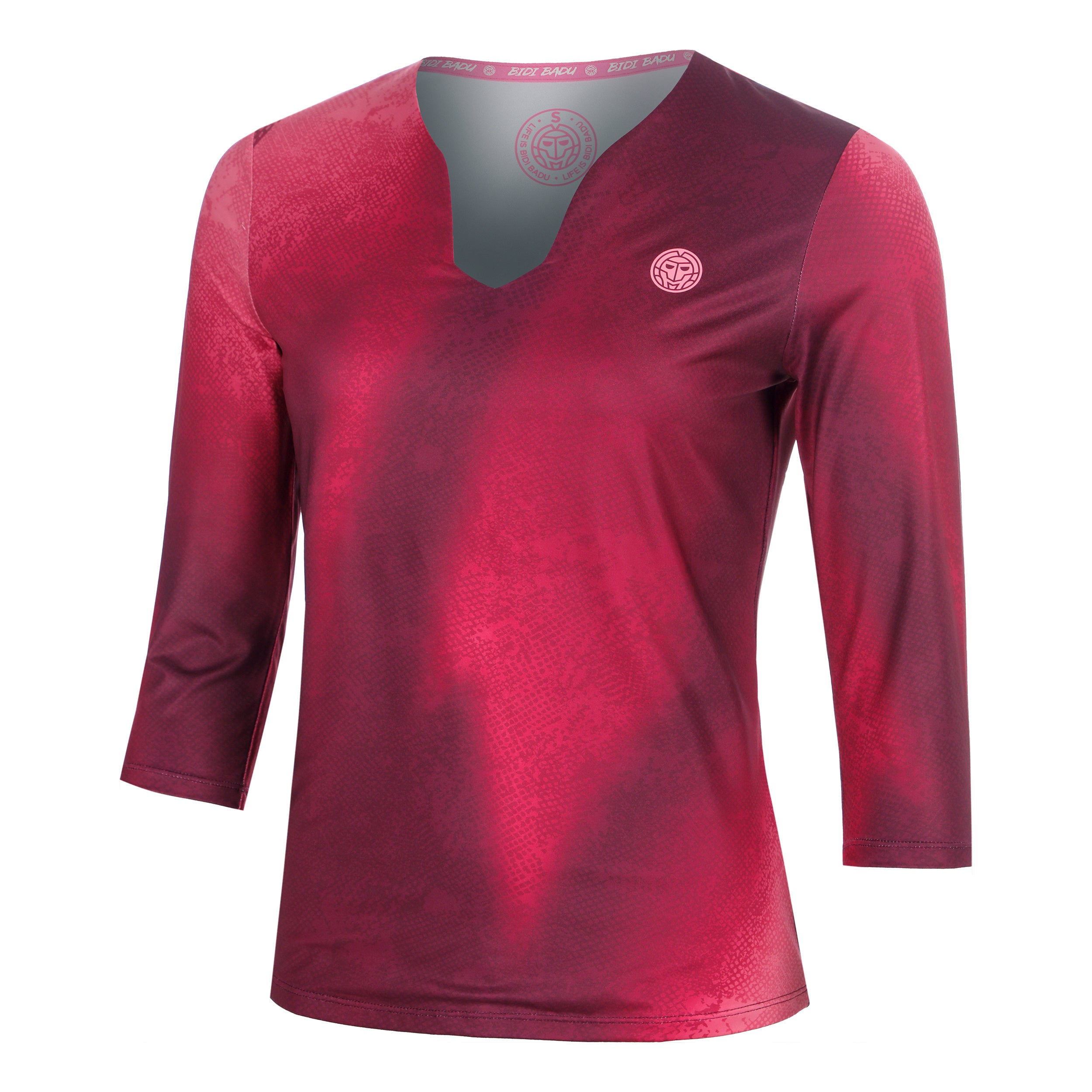 BIDI BADU Freeze Out V-Neck Printed  Longsleeve Dames - donkerrood
