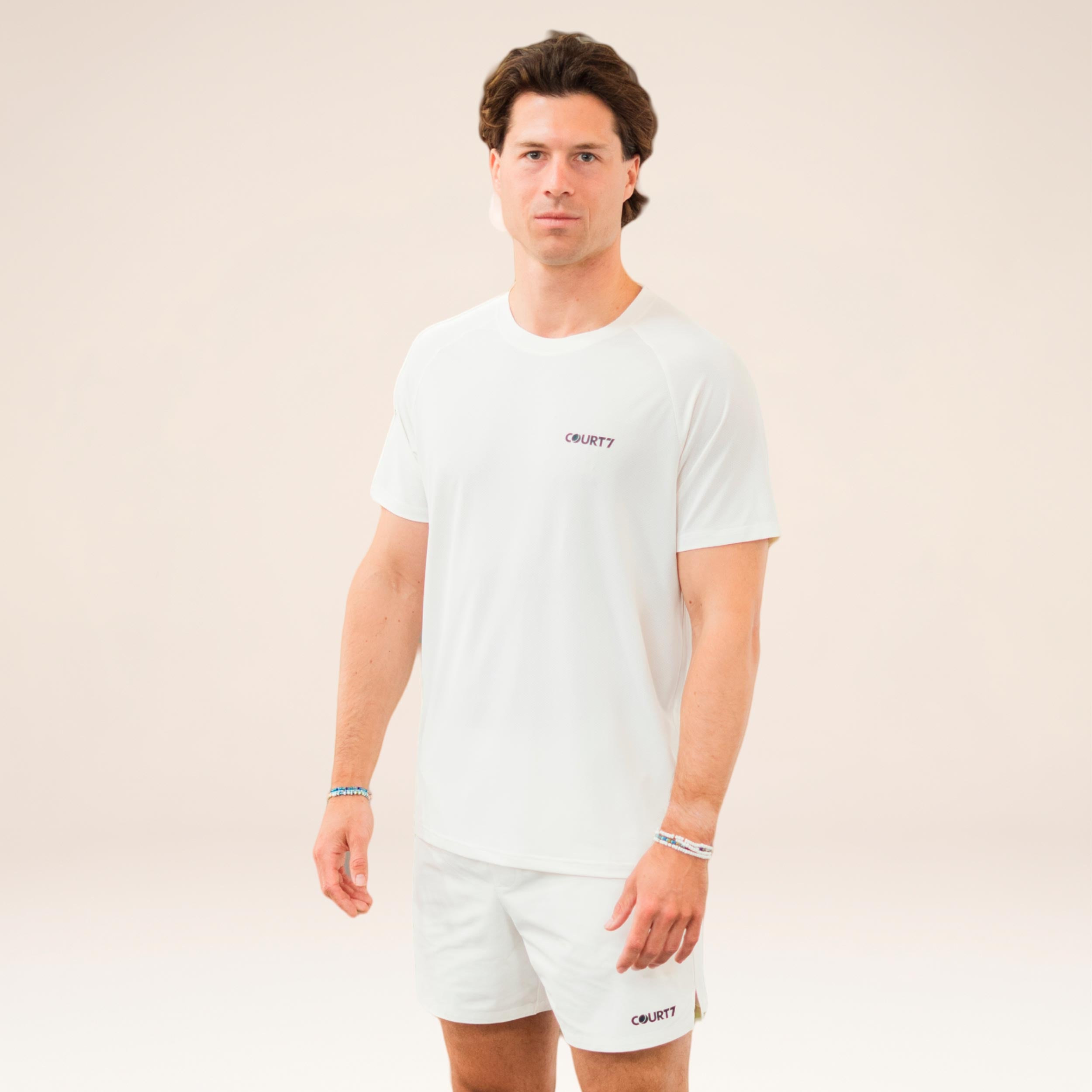 COURT7 Performance Solid T-shirt Heren - gebroken wit
