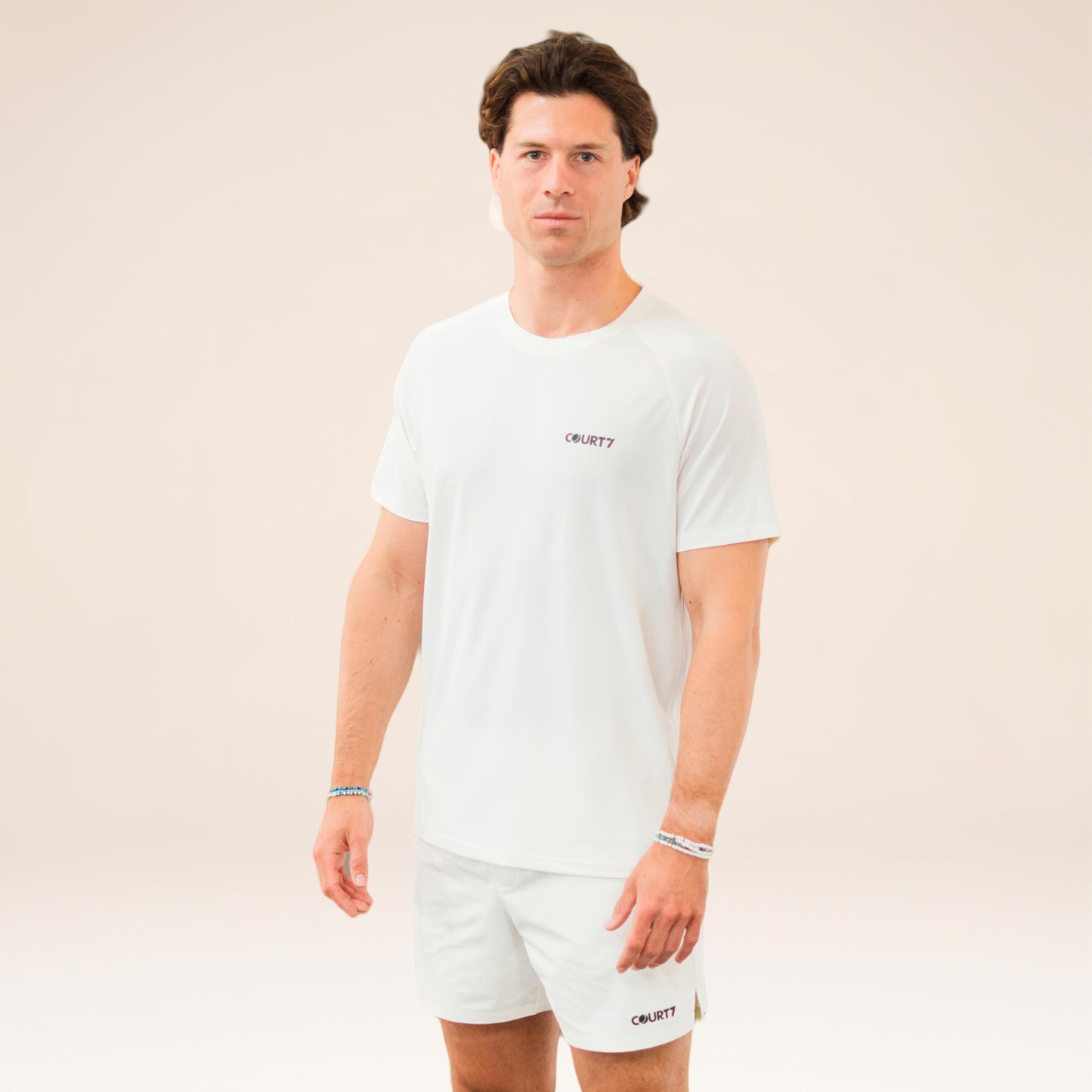 COURT7 Performance Solid T-shirt Heren - gebroken wit