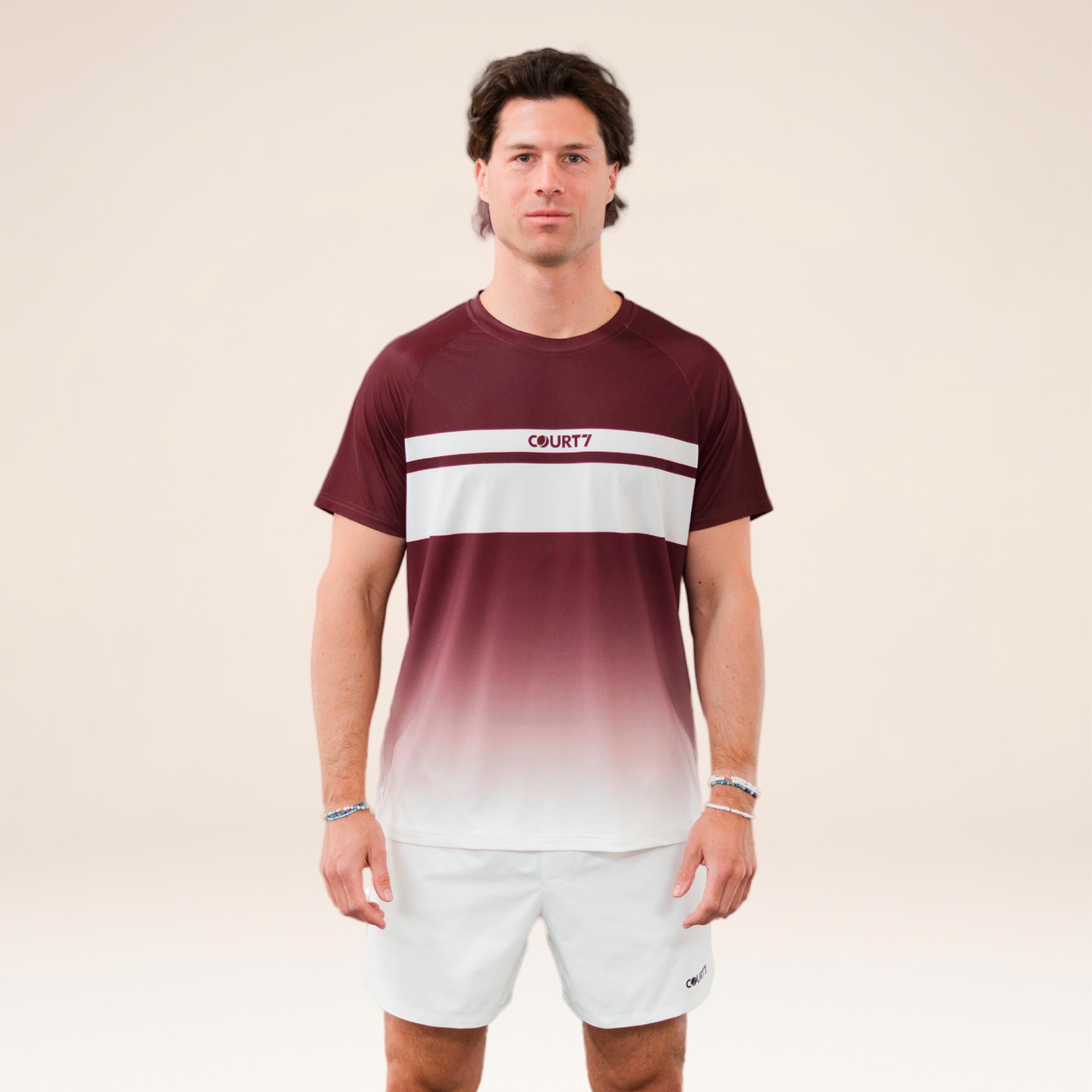COURT7 Performance Gradient Stripe T-shirt Heren - rood