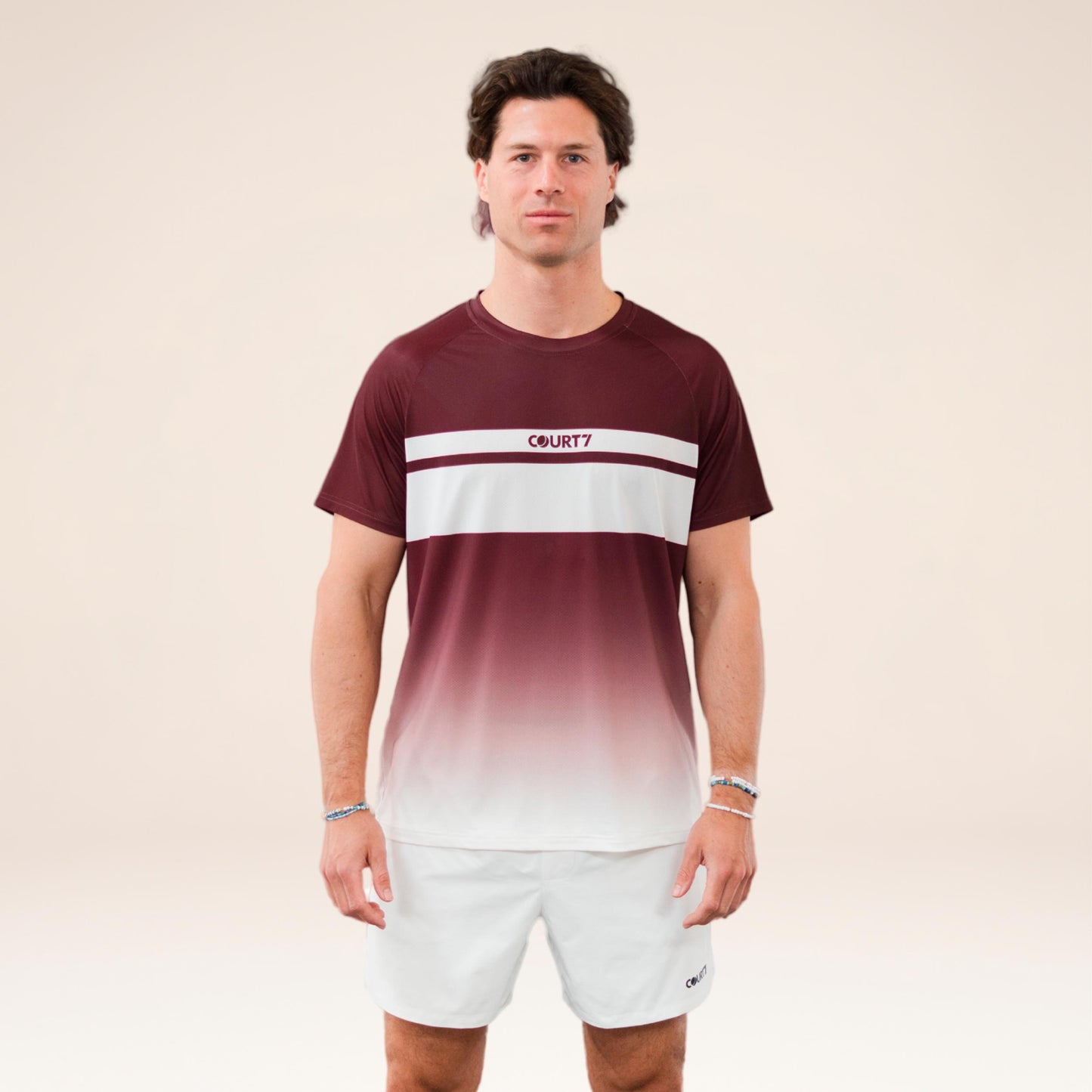 COURT7 Performance Gradient Stripe T-shirt Heren - rood